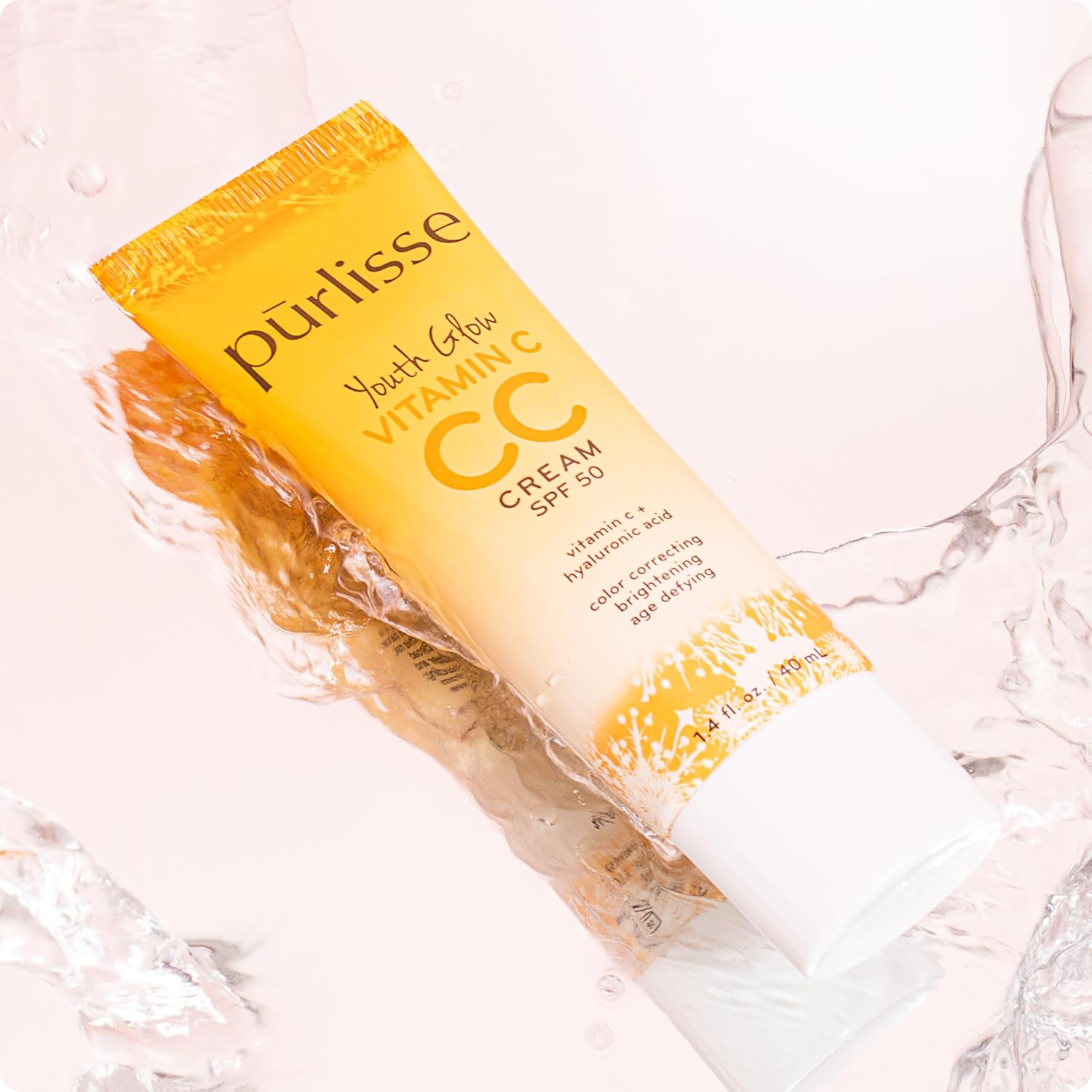 pūrlisse Youth Glow Vitamin C CC Cream with SPF 50 - Color Corrector Enriched with Sea Buckthorn, Vitamin C & Hyaluronic Acid - Boosts Radiance & Youthfulness - Paraben-Free - Light (1.4 oz) - Image 6