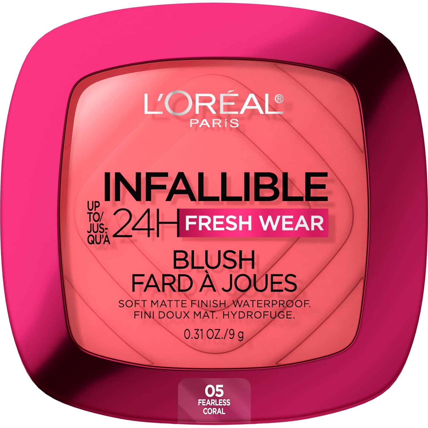 L'Oreal Paris Infallible Up to 24H Fresh Wear Soft Matte Blush, Blendable, Long-Lasting and Waterproof Cheek Make Up, Fearless Coral 05, 0.31 Oz - Image 2