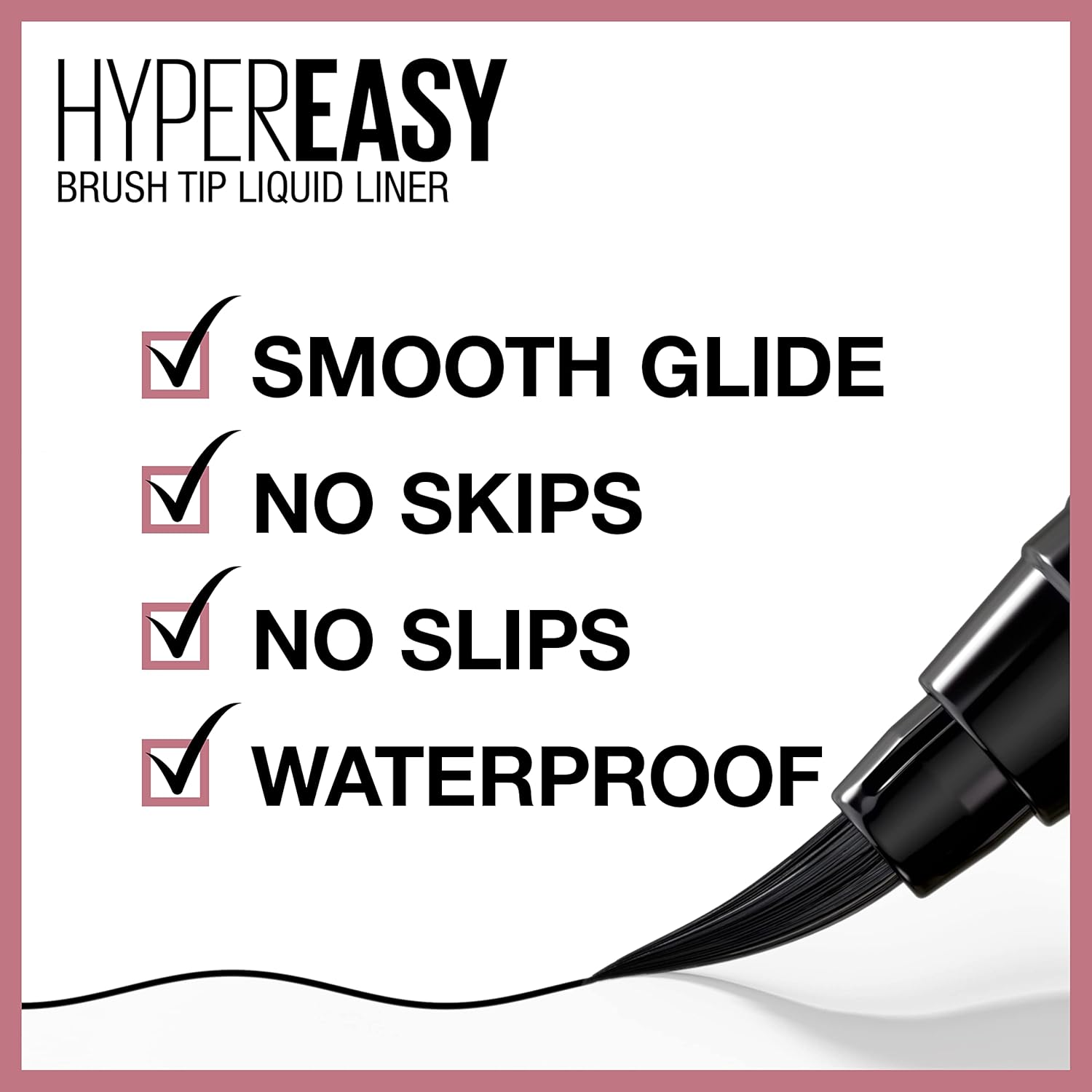Maybelline Hyper Easy Liquid Pen No-Skip Eyeliner, Satin Finish, Waterproof Formula, Pitch Black, 0.018 Fl Oz - Image 2
