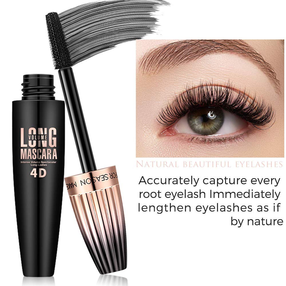 4D Silk Fiber Lash Mascara, Waterproof Long Lasting Mascara Black Volume and Length Natural, Exquisitely Full, Lengthening Thickening Softer Fuller Lashes Amplify Smudge-Proof Eyelash Mascaras,1 Pack - Image 7