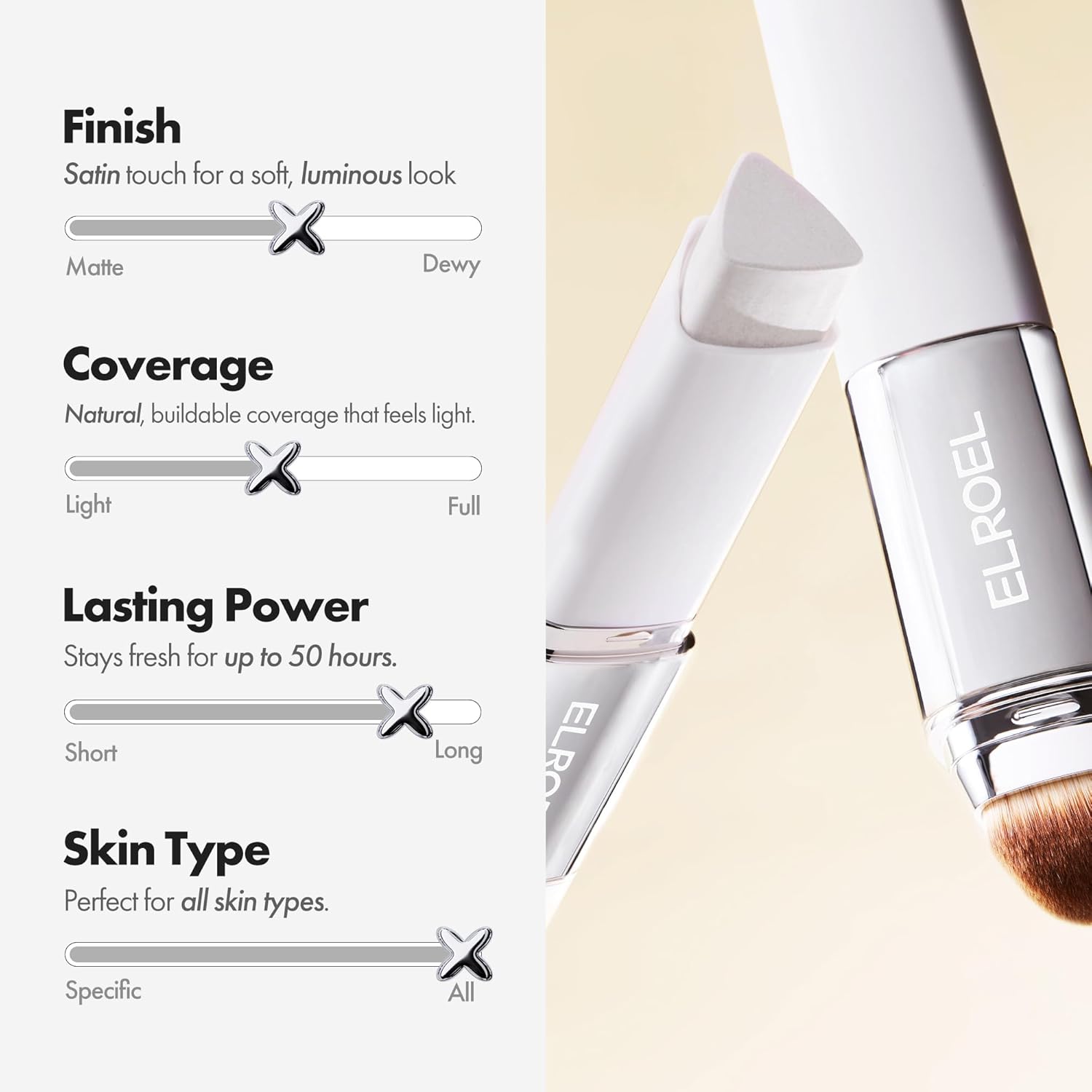 Blanc Cover Cream Stick V White - Korean Color-Changing Foundation Stick with Volufiline - Medium to Full Coverage Dewy Finish Base Makeup - Dual-Ended with Detachable Brush (202 Natural) - Image 8