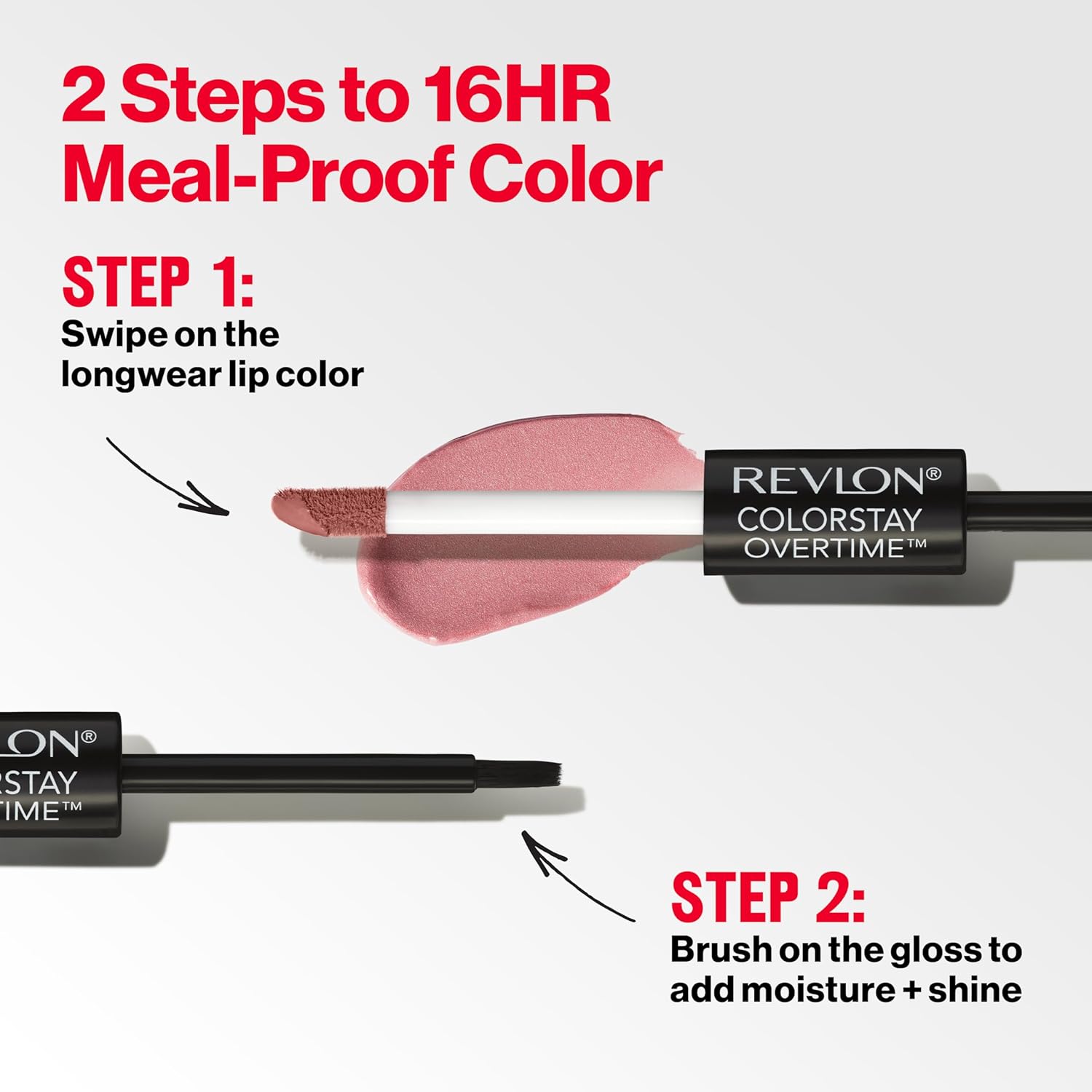 Revlon Liquid Lipstick with Clear Lip Gloss, ColorStay Overtime Lipcolor, Dual Ended with Vitamin E, 350 Bare Maximum, 0.07 Fl Oz - Image 6