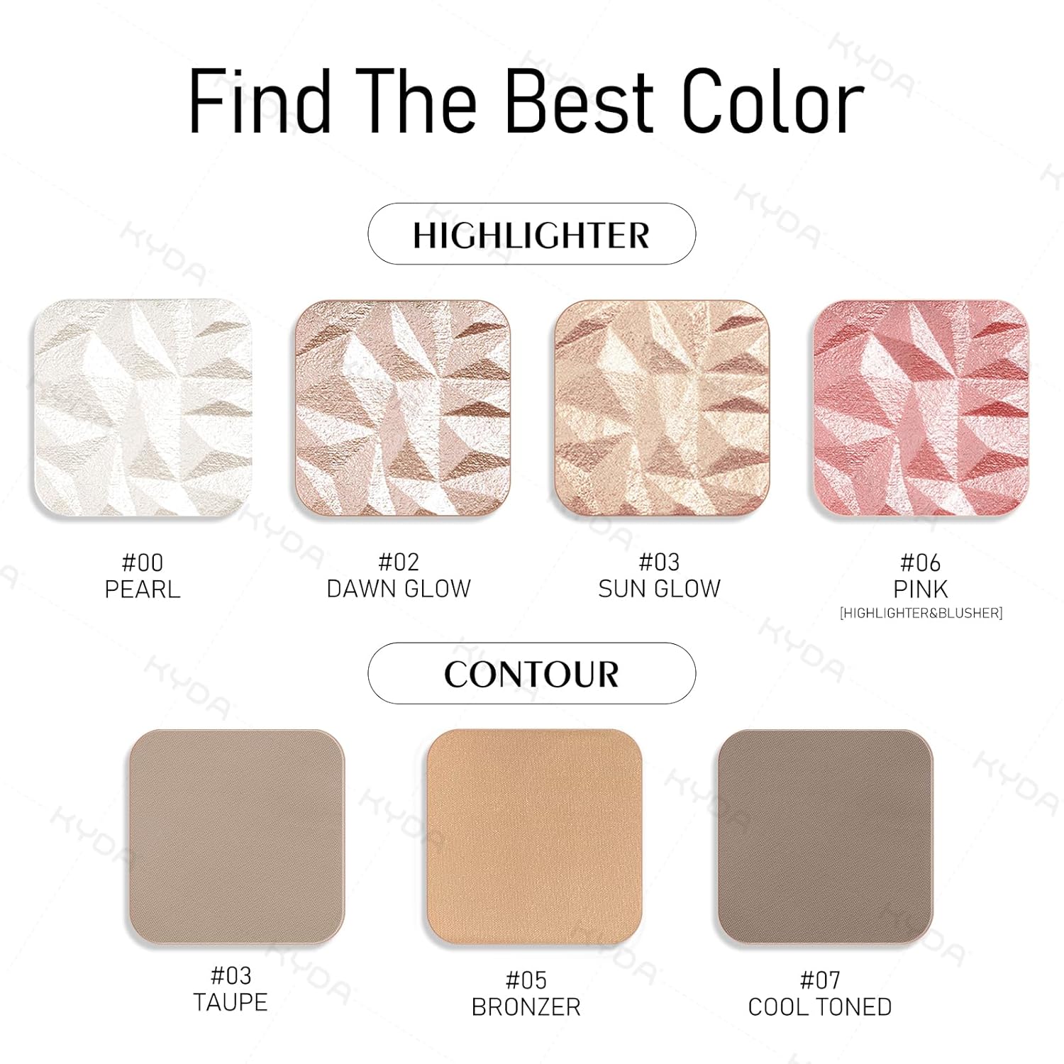 KYDA Face Highlighter Palette, High Glossy Face Illuminator Palette, Natural Glow Finish, Pearl Shimmer Smooth Baked Powder, Lasting Sparkling Champagne Highlighter Makeup-SUN GLOW - Image 6