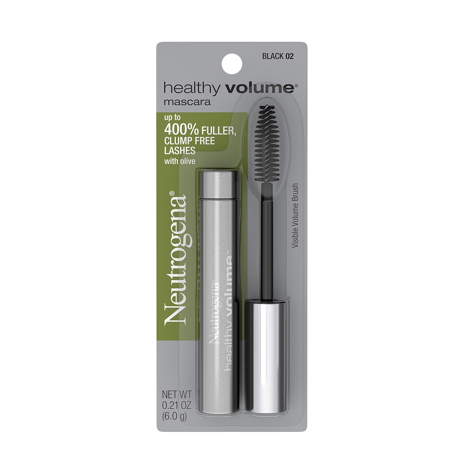 Neutrogena Healthy Volume Lash-Plumping Mascara, Volumizing and Conditioning Mascara with Olive Oil to Build Fuller Lashes, Clump-, Smudge- and Flake-Free, Black 02, 0.21 oz (Pack of 2) - Image 2