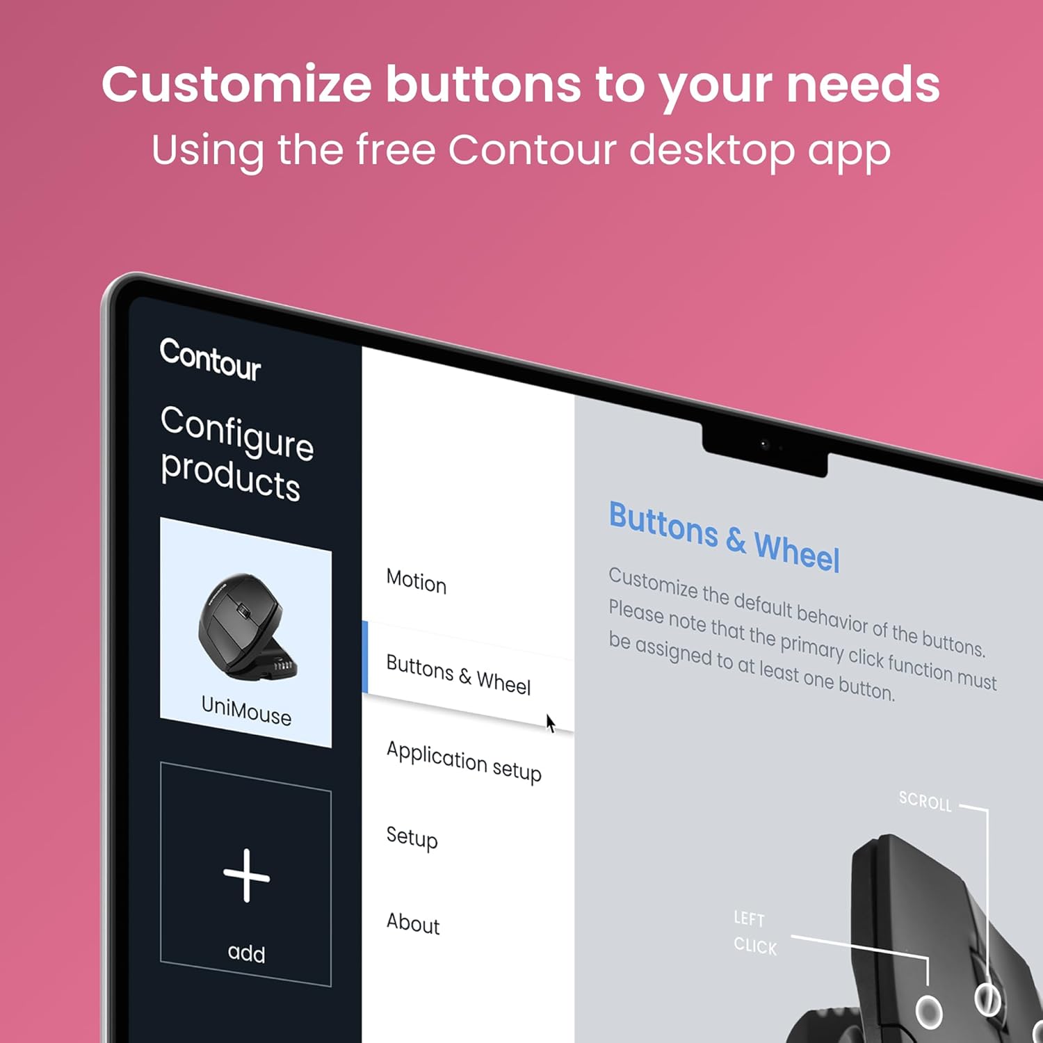 Contour Unimouse Ergonomic Vertical Mouse Adjustable 35°-70° Tilt Angle, 6 Programmable Buttons for Productivity, Customizable Thumb Rest for Wrist Pain Relief | Plug & Play Mac/PC - Wireless - Right - Image 6