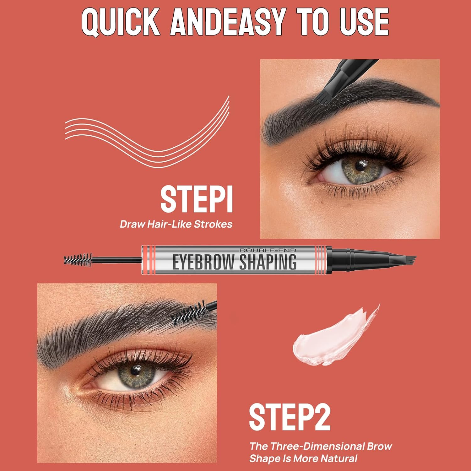 Microblading Eyebrow Pen,2-in-1 Eyebrow Pen and Sealing Brow Gel, 4-Fork-Tip Eyebrow Pencil,Waterproof Eyebrow Pencil,Long-Lasting Eyebrow Brush Eyebrow Pencil for Natural Looking(Gray) - Image 4