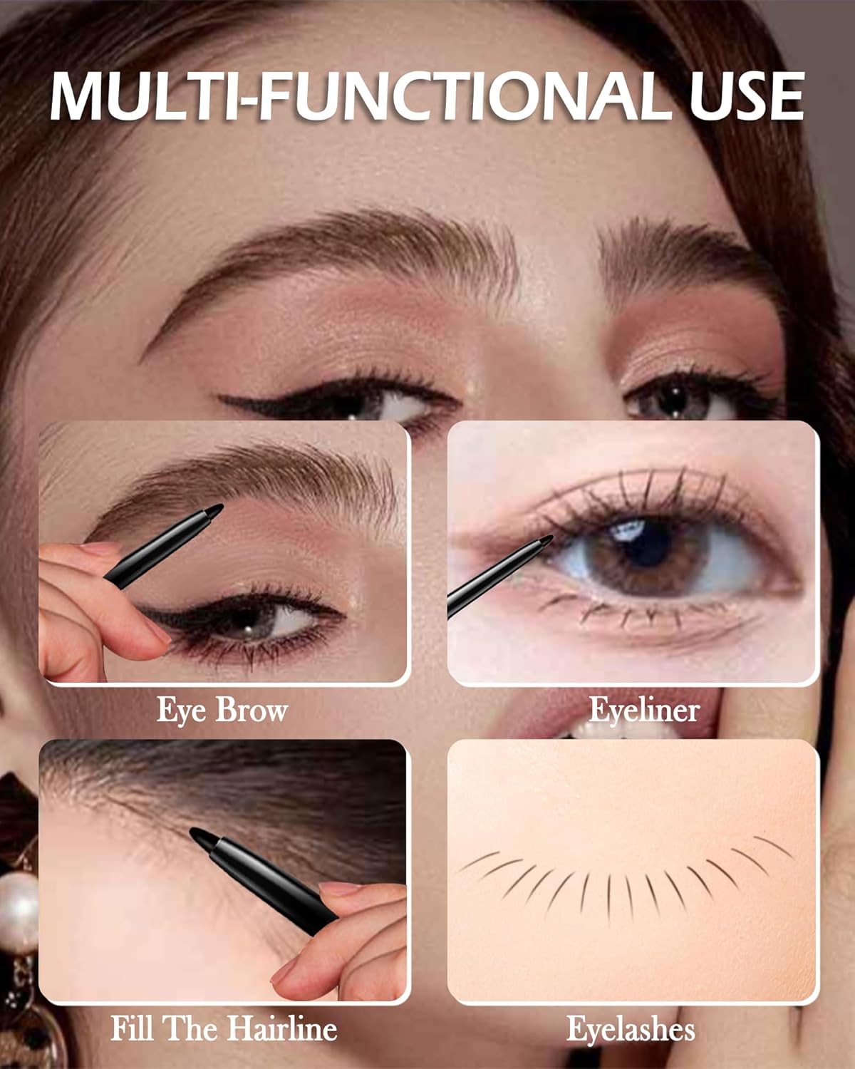 Black Gel Eyeliner for Older Women,Gel Eye Liner Pencil Waterproof Smudgeproof,Matte Cream Eyeliner Waterline with Sharpener Retractable Eyebrow Liner Makeup Pen Mature Women Sensitive Eye 1 Pc - Image 8