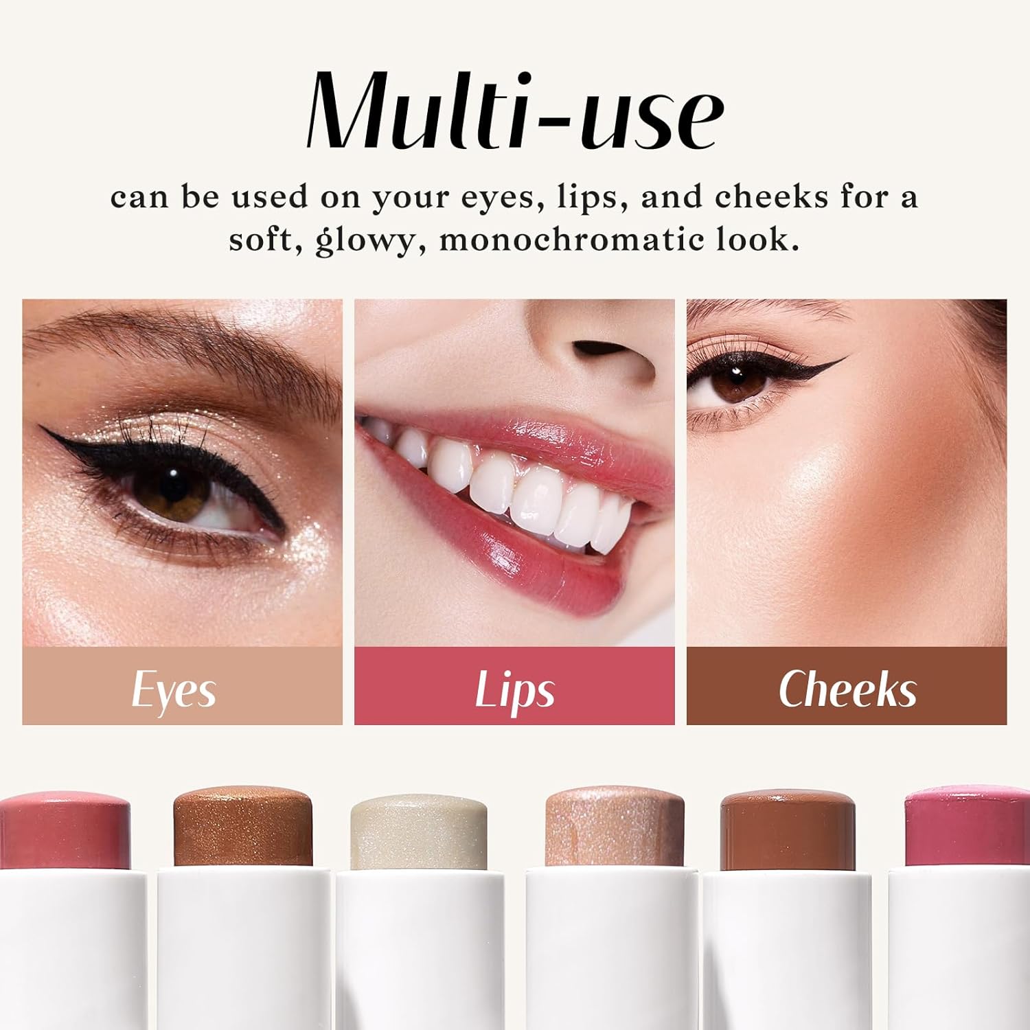 KIMUSE Face Sticks Trio, Cream Blush Stick & Highlighter Stick & Contour Stick for Sculpt the Cheeks, Long Lasting Cream Contour Stick Trio for Face Makeup, with Brush - Image 9
