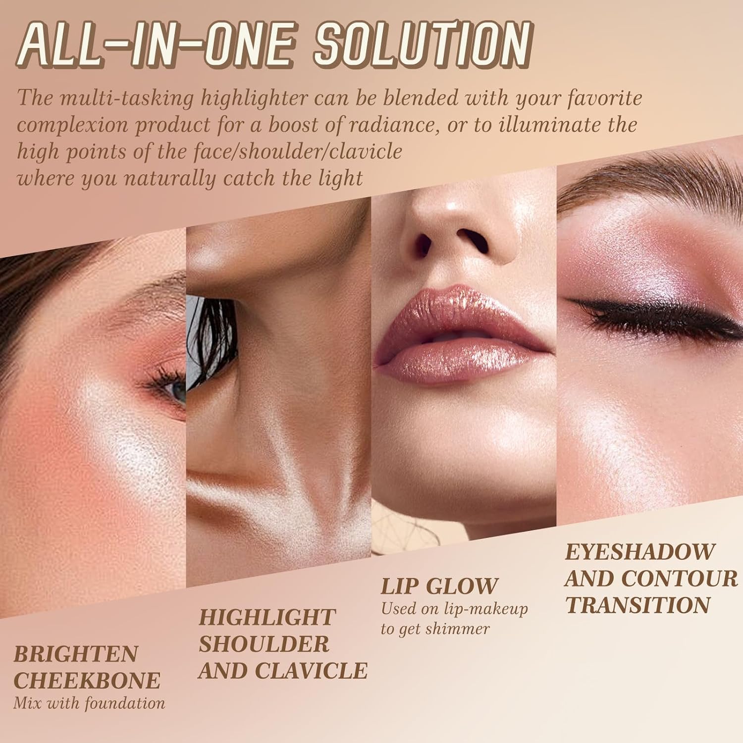 4 Shades Eye & Cheek Palette - 2-in-1 Eyeshadow and Highlighter Makeup Palette, Contour Kit with Matte & Shimmer Shades, Natural Glow Face Highlighter for Women - Image 5