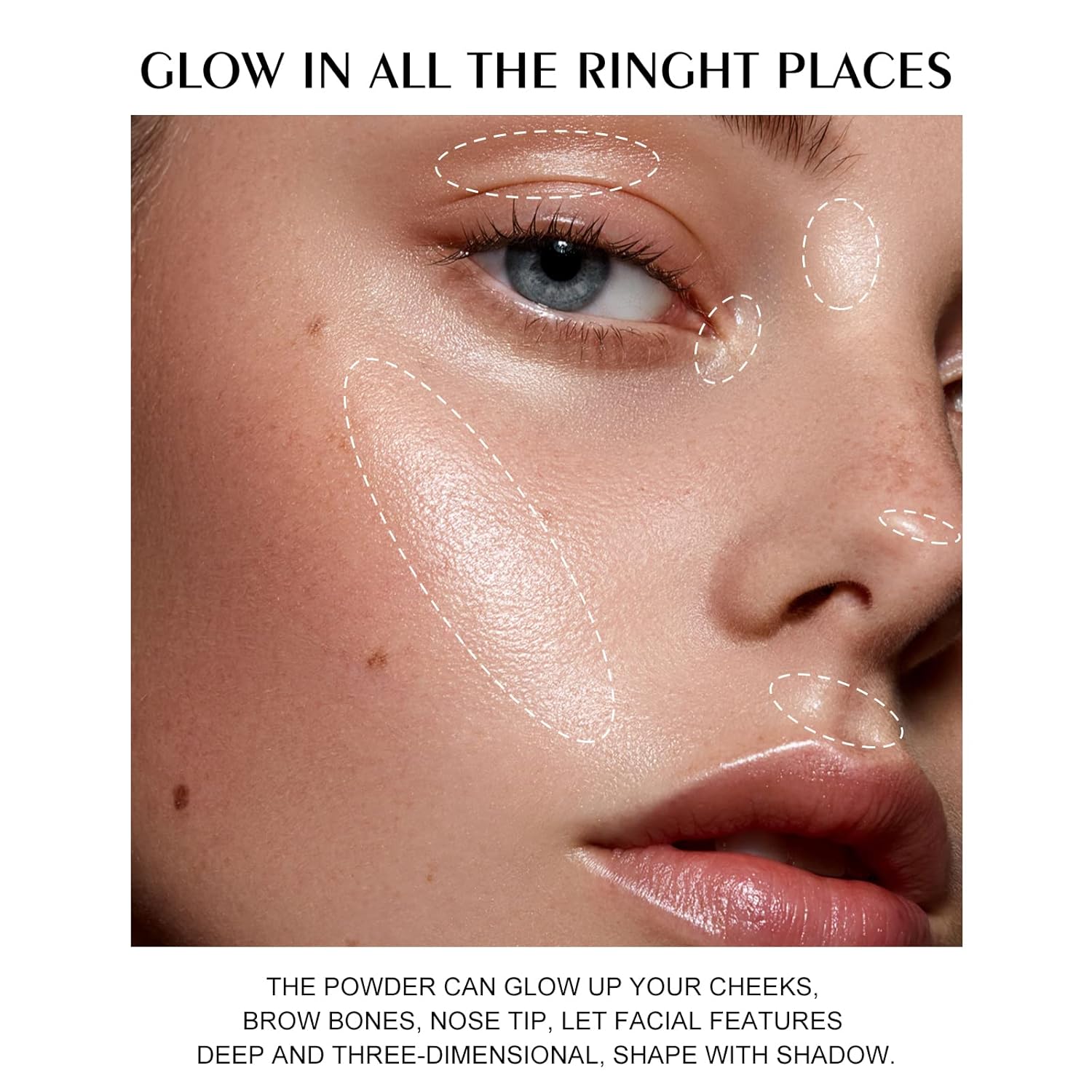 KYDA Face Highlighter Palette, High Glossy Face Illuminator Palette, Natural Glow Finish, Pearl Shimmer Smooth Baked Powder, Lasting Sparkling Champagne Highlighter Makeup-SUN GLOW - Image 7