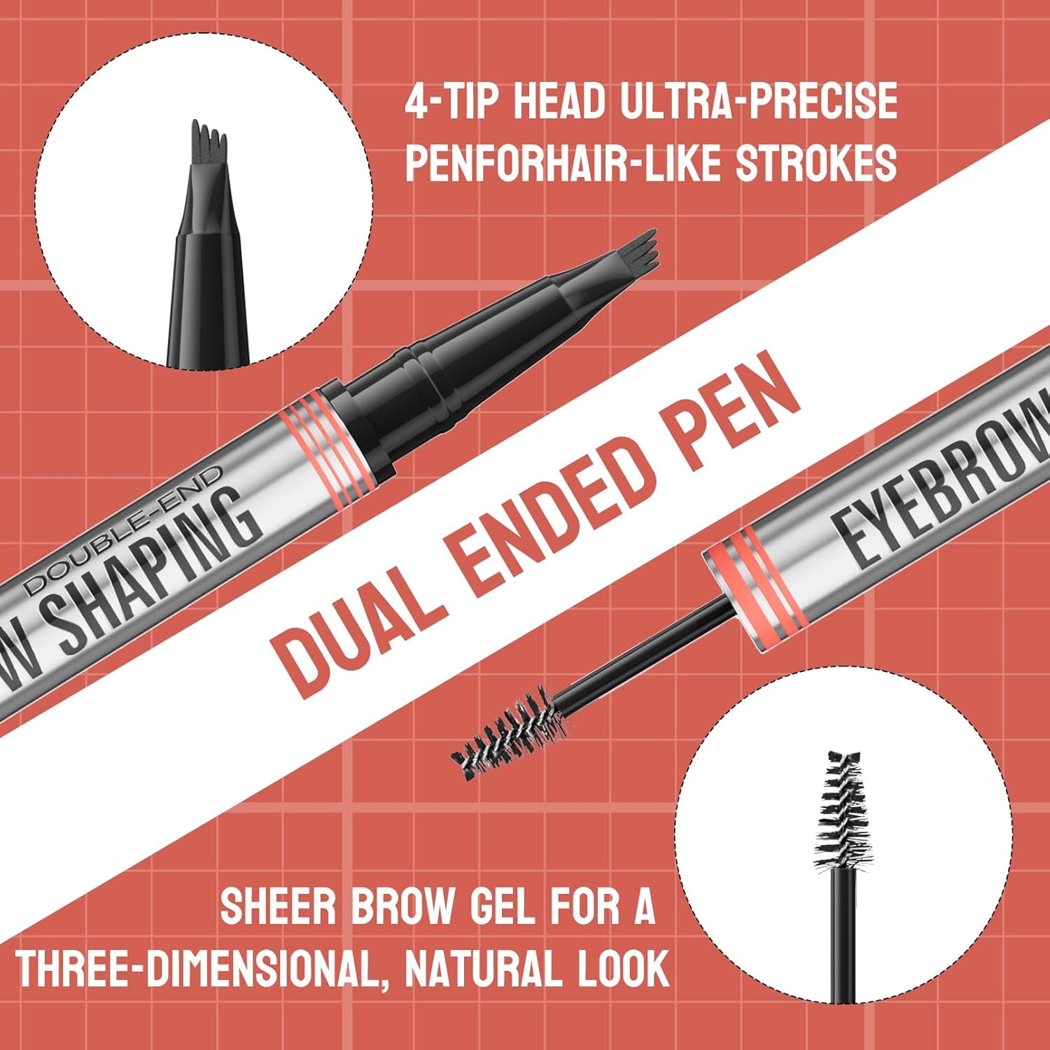 Microblading Eyebrow Pen,2-in-1 Eyebrow Pen and Sealing Brow Gel, 4-Fork-Tip Eyebrow Pencil,Waterproof Eyebrow Pencil,Long-Lasting Eyebrow Brush Eyebrow Pencil for Natural Looking(Gray) - Image 5