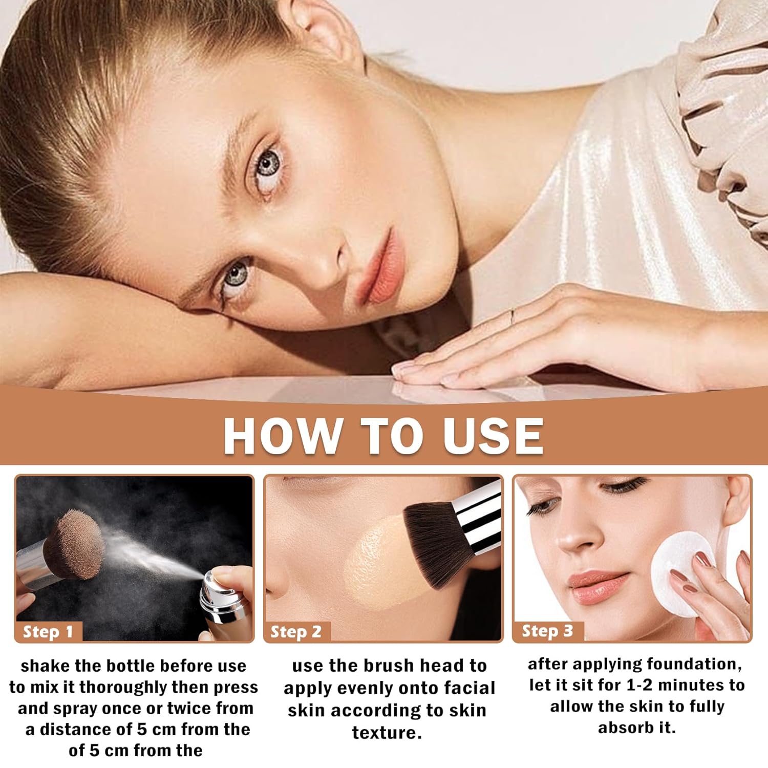 Air Brush Makeup Foundation,Flawless Airbrush Foundation for Older Women,Teenagers,Middle-aged and Mature Skin,Lightweight Moisturizing,Buildable Coverage for Smooth Radiant Skin (02 Beige) - Image 6