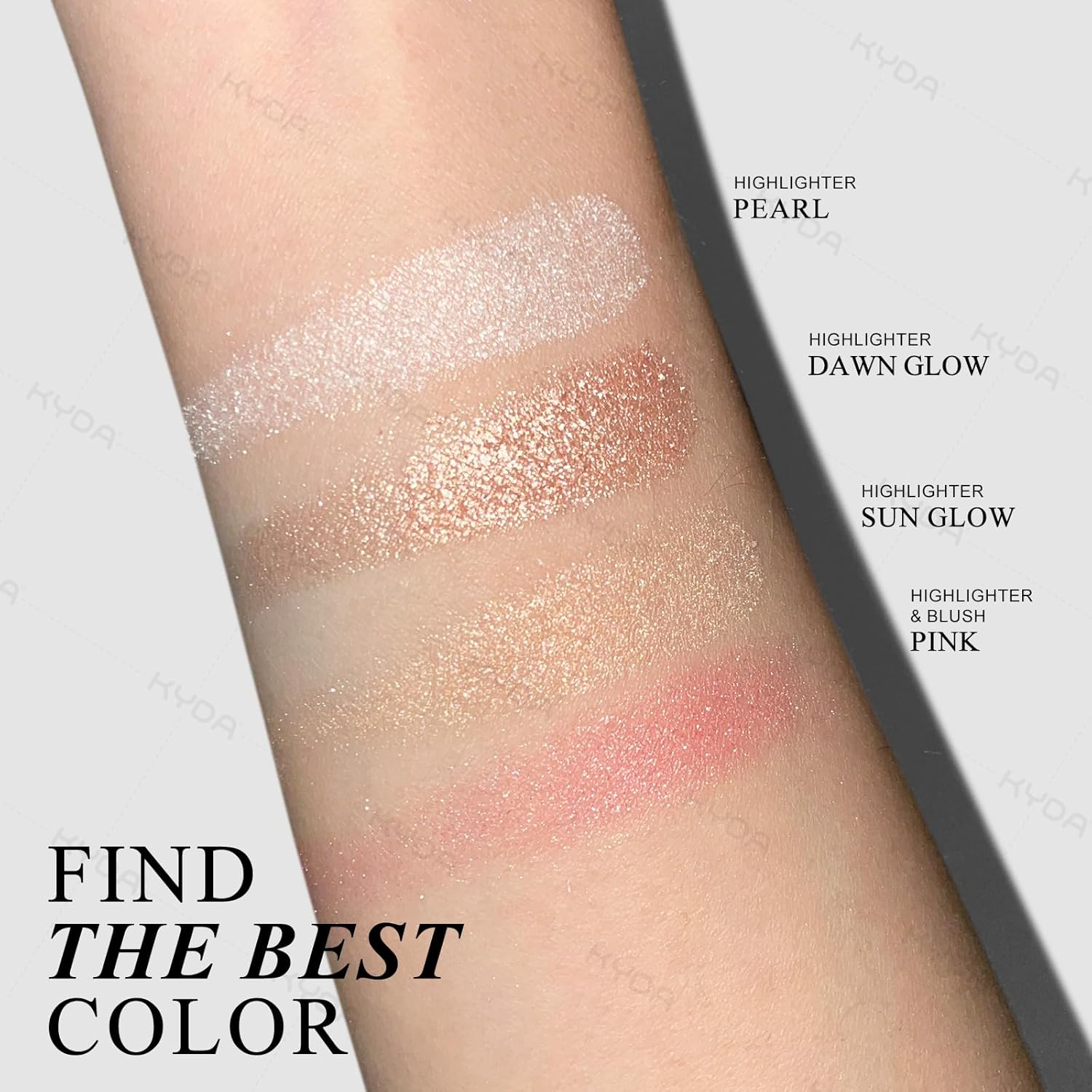 KYDA Face Highlighter Palette, High Glossy Face Illuminator Palette, Natural Glow Finish, Pearl Shimmer Smooth Baked Powder, Lasting Sparkling Champagne Highlighter Makeup-SUN GLOW - Image 5
