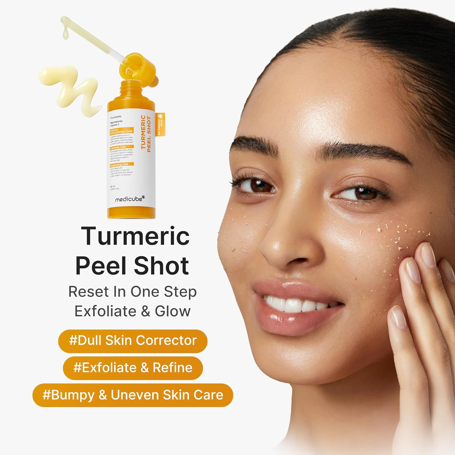 medicube Peel Shot with Turmeric | Reset in One Step | Gentle Exfoliating Serum with BHA, LHA & PHA for Dead Skin Cells, Blackheads & Excess Sebum | For Dull, Rough & Troubled Skin | 2.7 fl.oz - Image 3