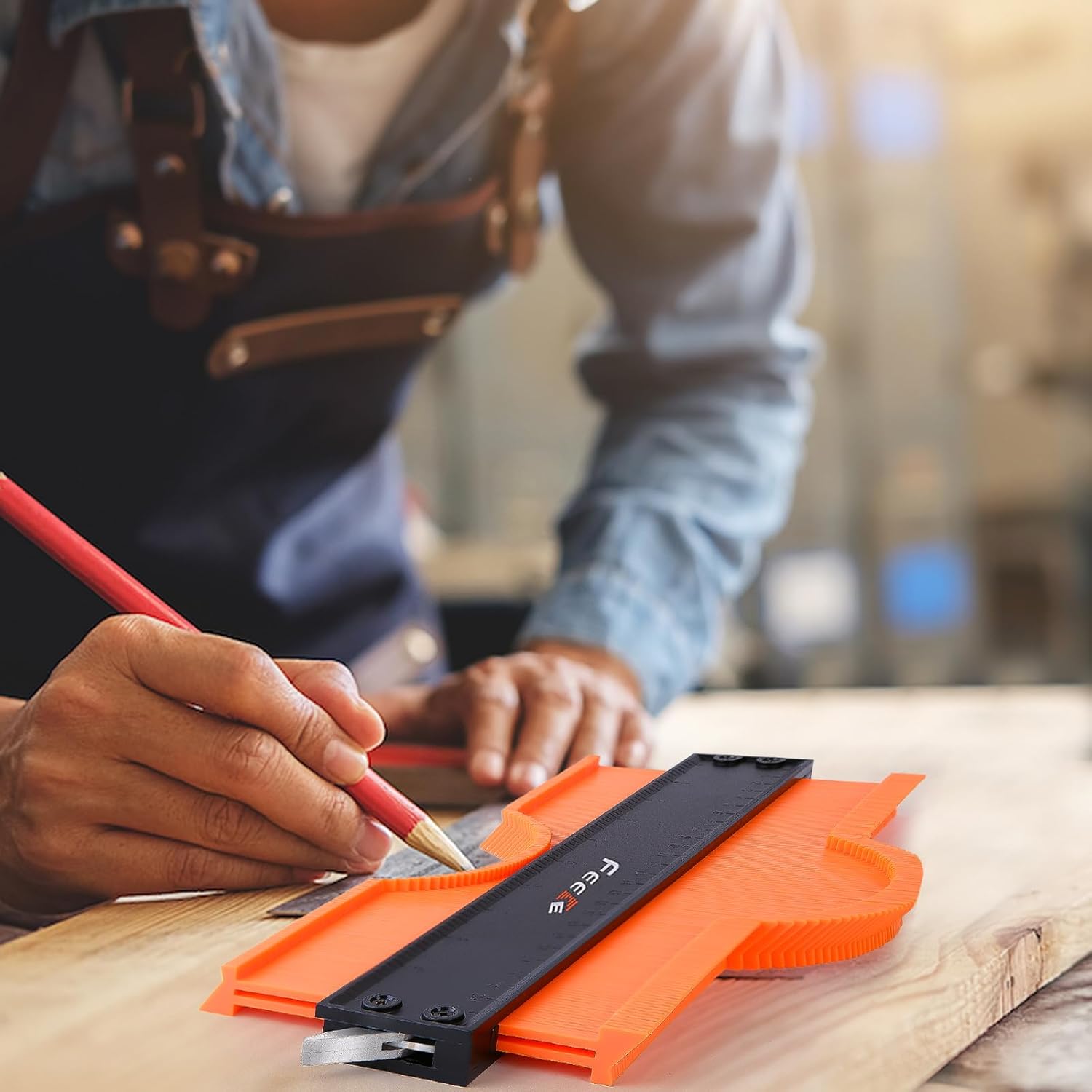 Contour Gauge (12 Inch) with Lock Profile Tool, Birthday Gifts for Men Dad Husband Him Super Contour Duplicator Men Gifts Woodworking Tools Carpenter Tools Construction Outline Angle Measuring Tool - Image 9