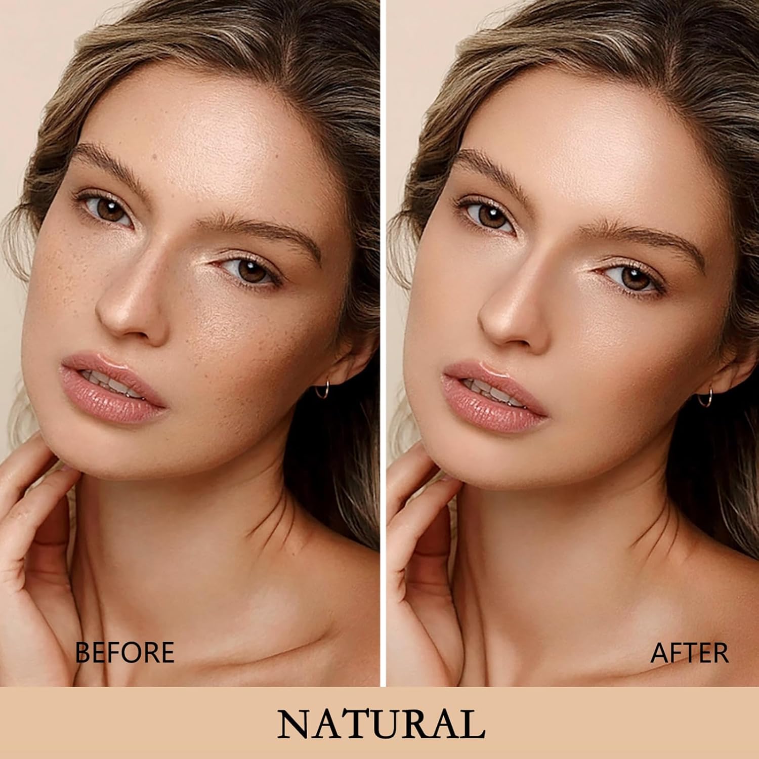 Air Cushion CC Cream Foundation Makeup, BB Cream Makeup, Color Correcting CC Cream, Tattoo Cover Up Makeup, Natural Full Coverage Foundation, Moisturizing Concealer Brighten,Even Skin Tone (Natural) - Image 3