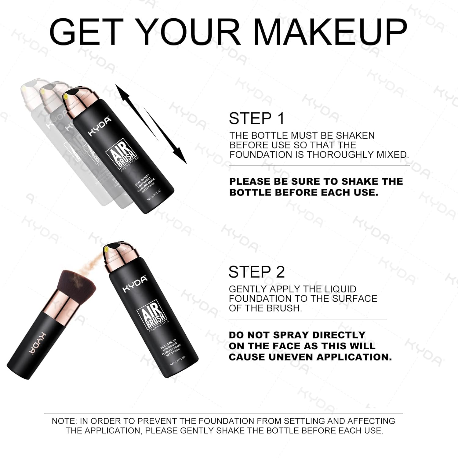 KYDA AirBrush Foundation Spray, Silky Foundation Mist Makeup, Flawless Coverage for Smooth Creamy Nude Finish, Breathable Blendable Lasting Formula, Moisturizing Makeup Primer-#220 Natural Beige - Image 3