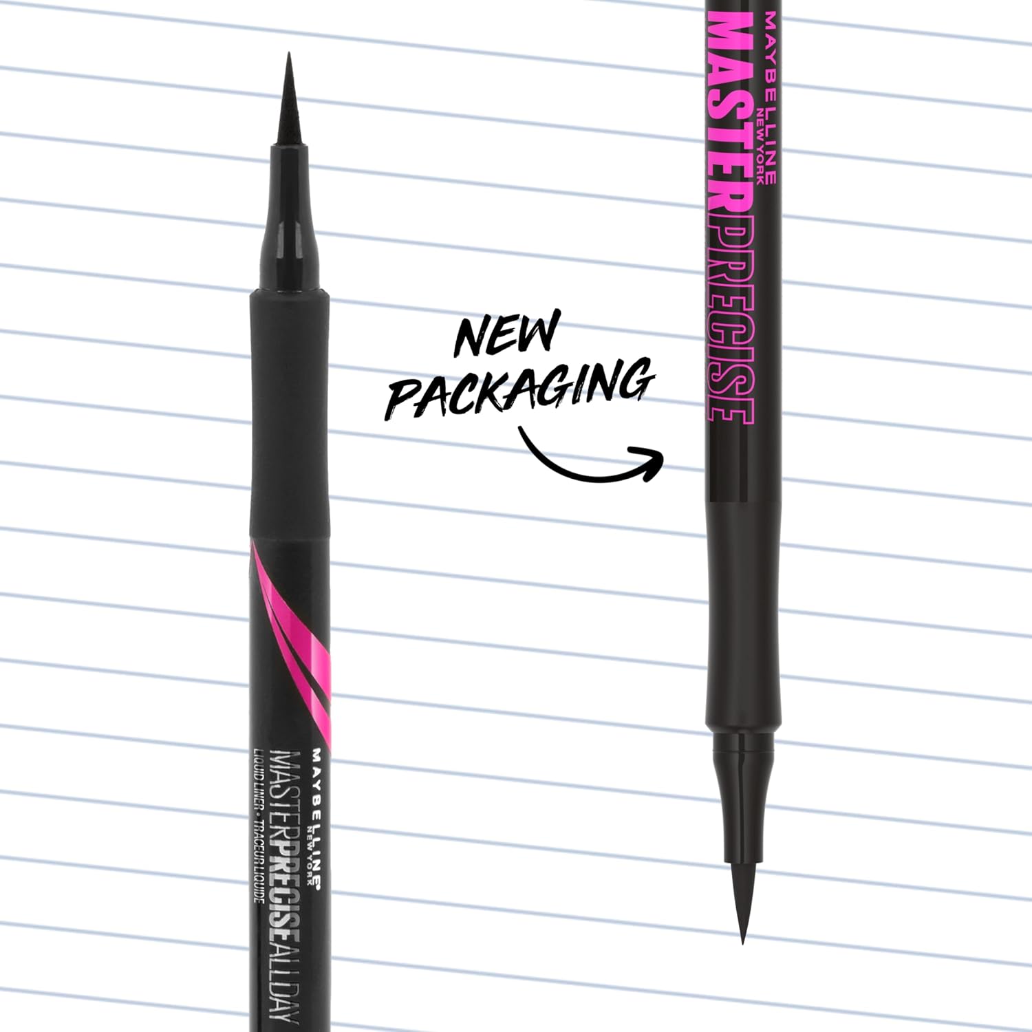 Maybelline Eyestudio Master Precise All Day Waterproof Liquid Eyeliner Makeup, Black, 1 Count (Packaging May Vary) - Image 2