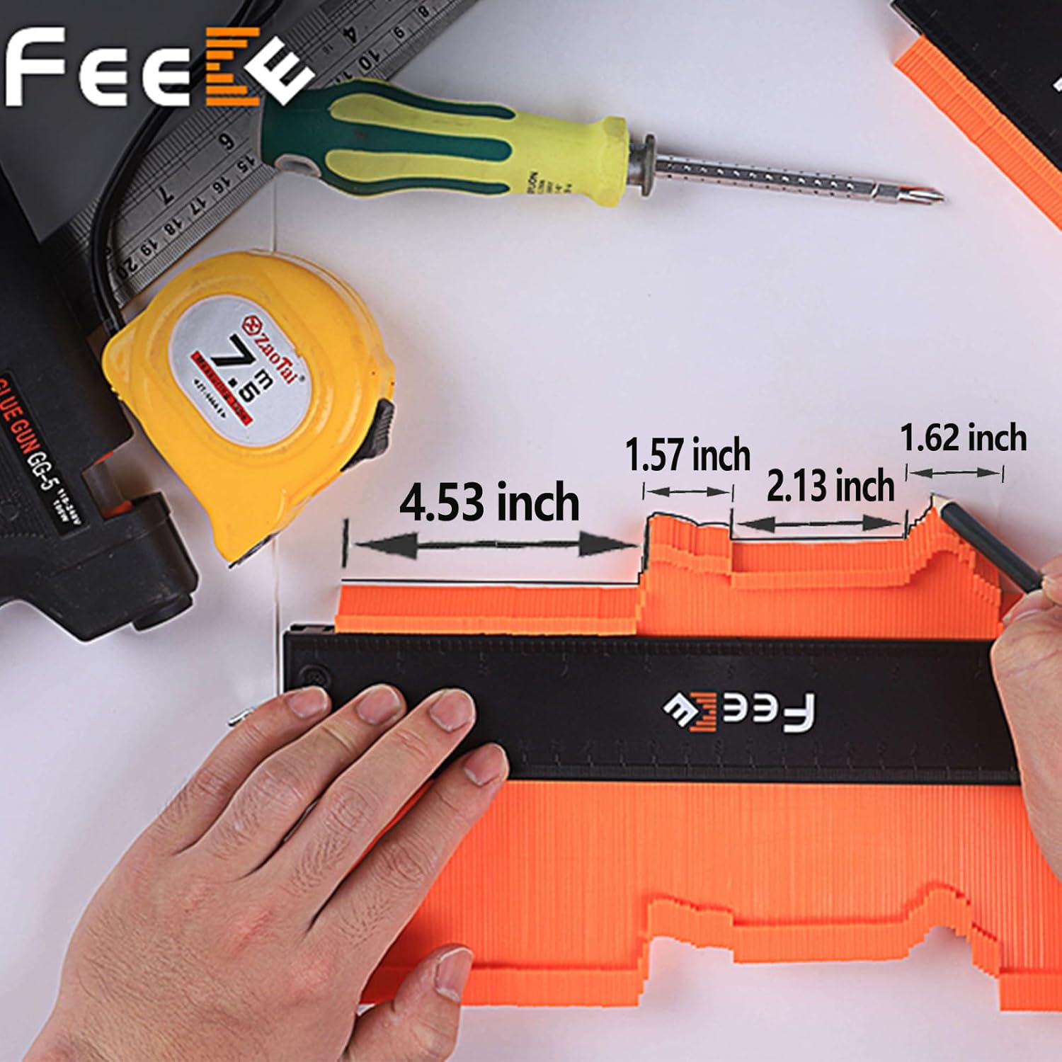 Contour Gauge (12 Inch) with Lock Profile Tool, Birthday Gifts for Men Dad Husband Him Super Contour Duplicator Men Gifts Woodworking Tools Carpenter Tools Construction Outline Angle Measuring Tool - Image 7