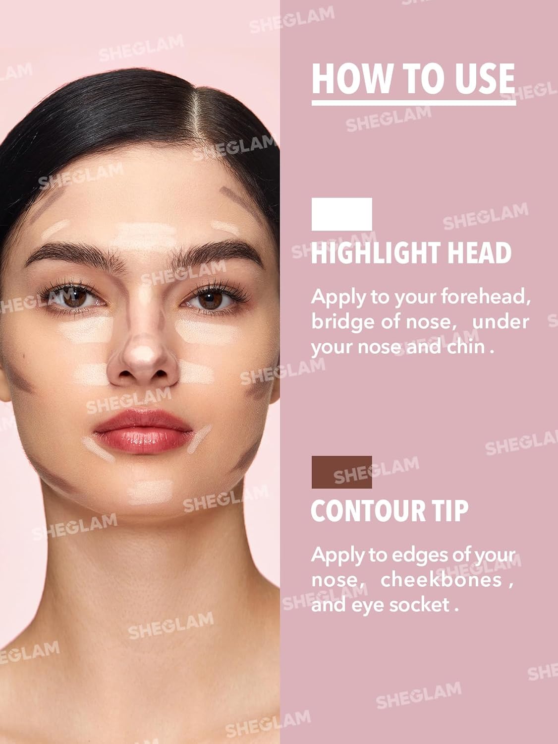 SHEGLAM Fine Line 2-In-1 Nose Contour & Highlight Pen Long Lasting Waterproof Cream Bronzer & Highlight Sticks-Buff - Image 7