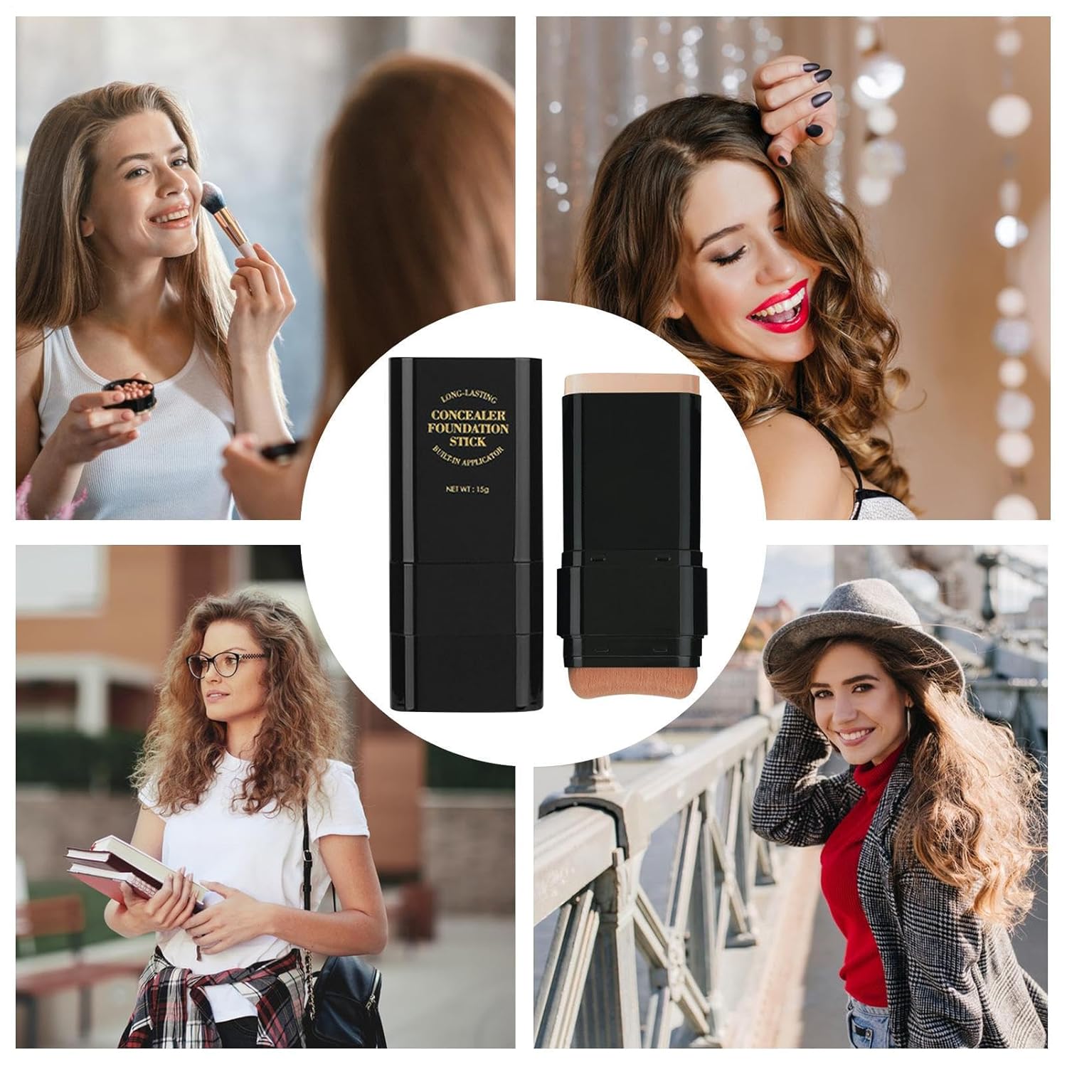 Foundation Makeup Stick - Hydrating Concealer Cream, Double Head Primer, 15g Facial Base Makeup, Smooth Blending Coverage Tool, Long-lasting Face Concealers Creams For Women Girls, Face Primers - Image 5