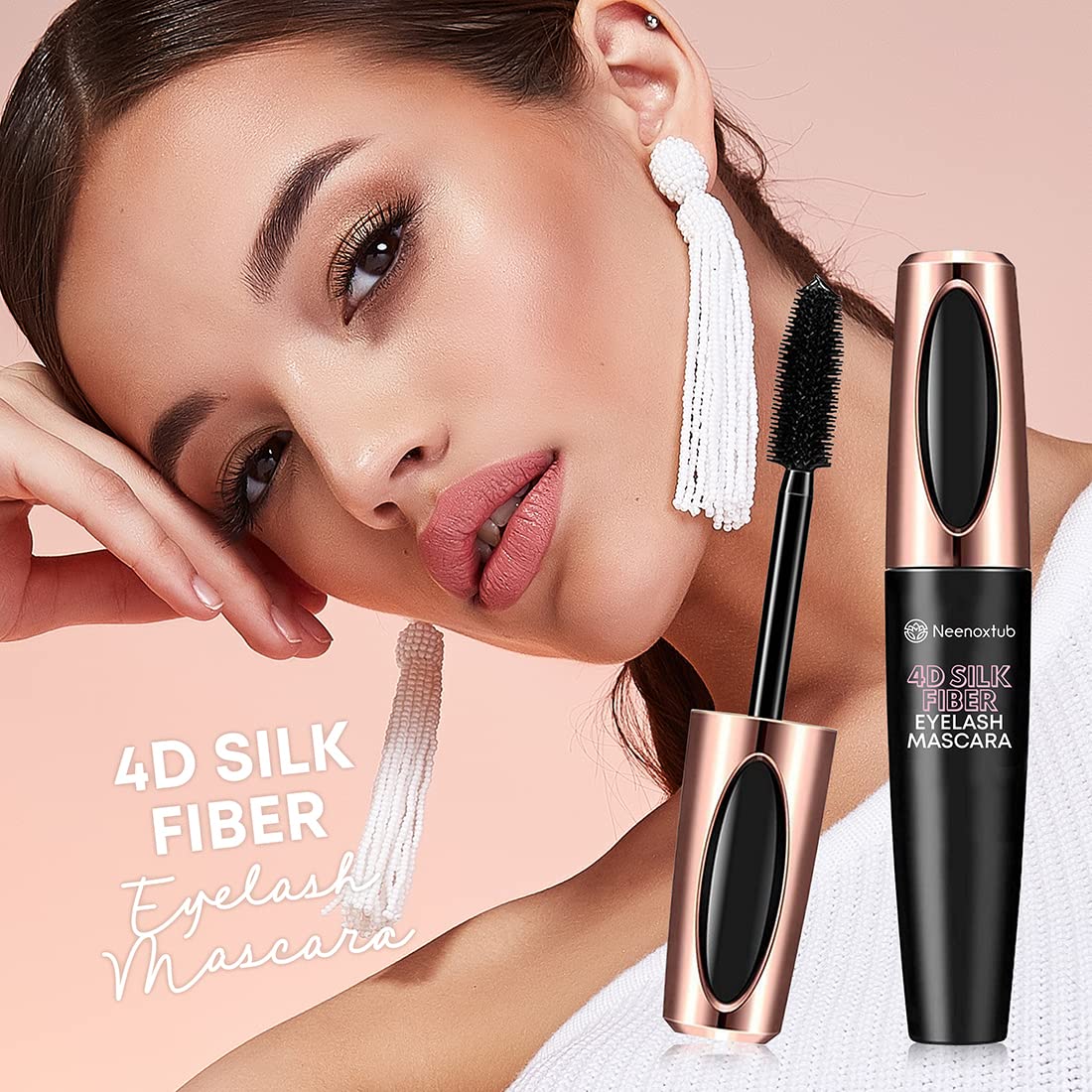 4D Silk Fiber Lash Mascara, Lengthening and Thick, Long Lasting, Waterproof & Smudge-Proof, Hypoallergenic Formula 2 Pack Black - Image 5