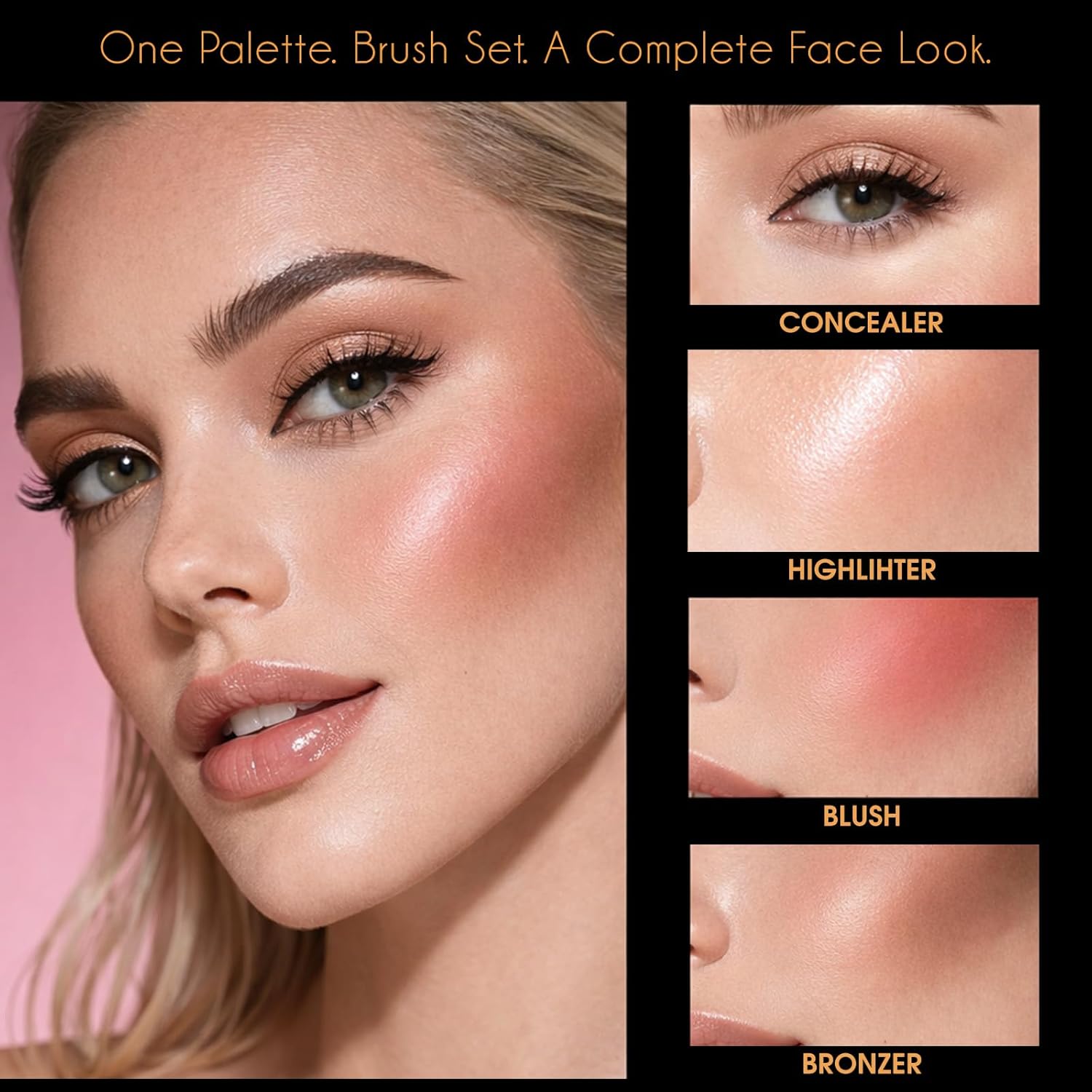 UCANBE 26 Colors Face Makeup Palette Set, All-in-One Makeup Set Includes Concealer, Highlight, Blush, Bronzer with 2 Brushes – Multi-Use Facial Beauty Makeup Gifts Kit for Women Travel-Friendly - Image 6