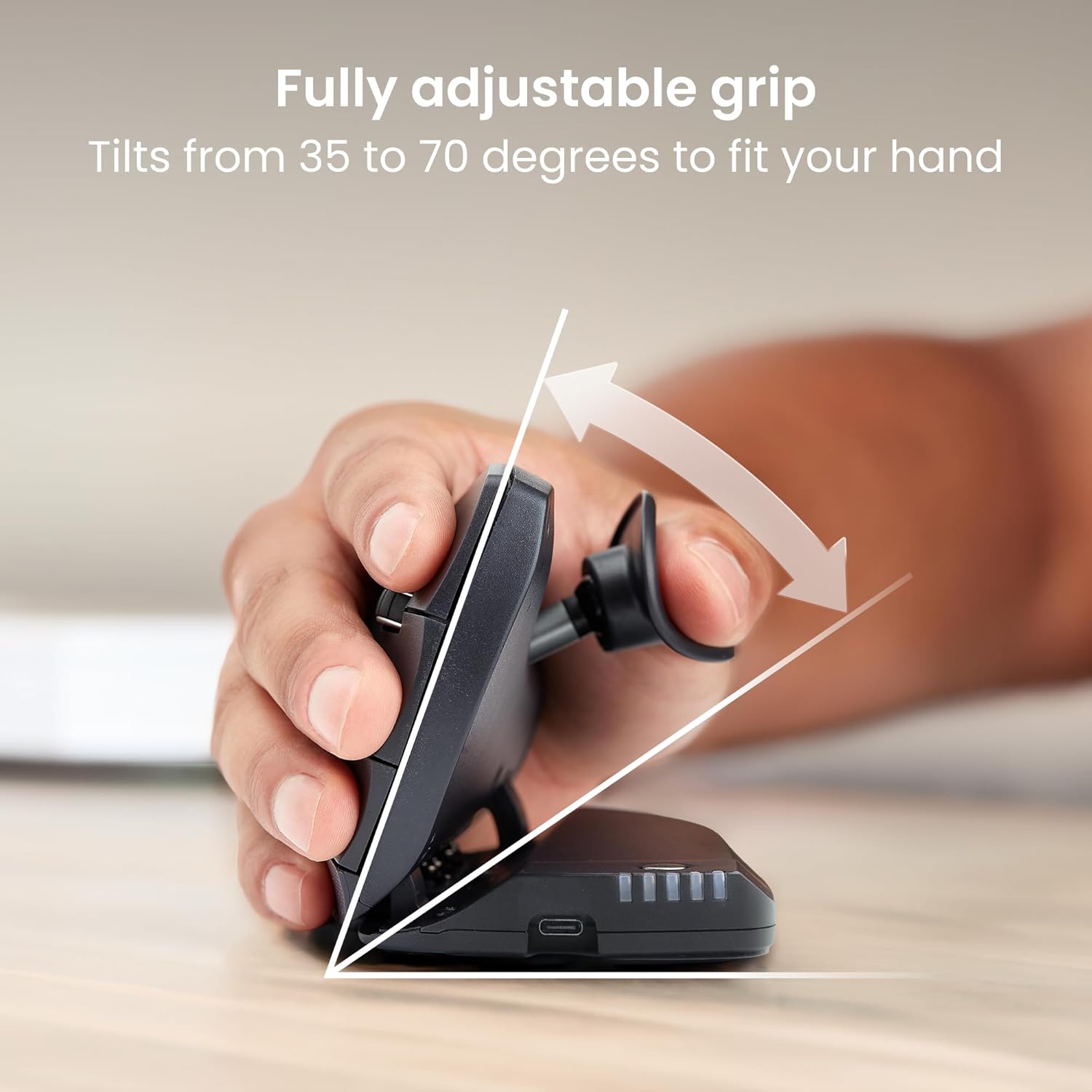 Contour Unimouse Ergonomic Vertical Mouse Adjustable 35°-70° Tilt Angle, 6 Programmable Buttons for Productivity, Customizable Thumb Rest for Wrist Pain Relief | Plug & Play Mac/PC - Wireless - Right - Image 3