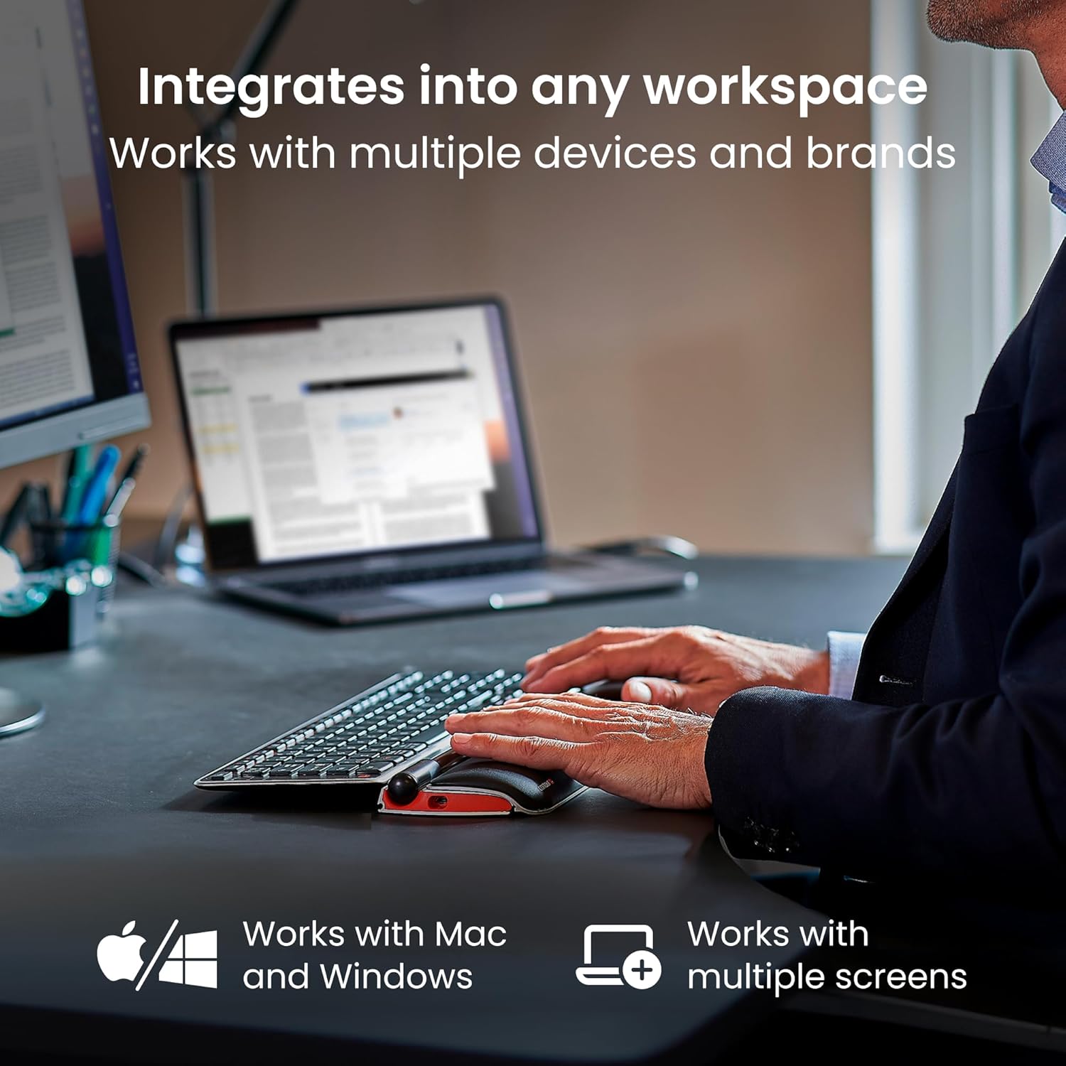 Contour RollerMouse Red Ergonomic Mouse for Shoulder Forearm Wrist Strain Relief for RSI Carpal Tunnel Centered Rollerbar 6 Customizable Buttons 10 Speed Settings Mac/PC Compatible Wireless - Regular - Image 10