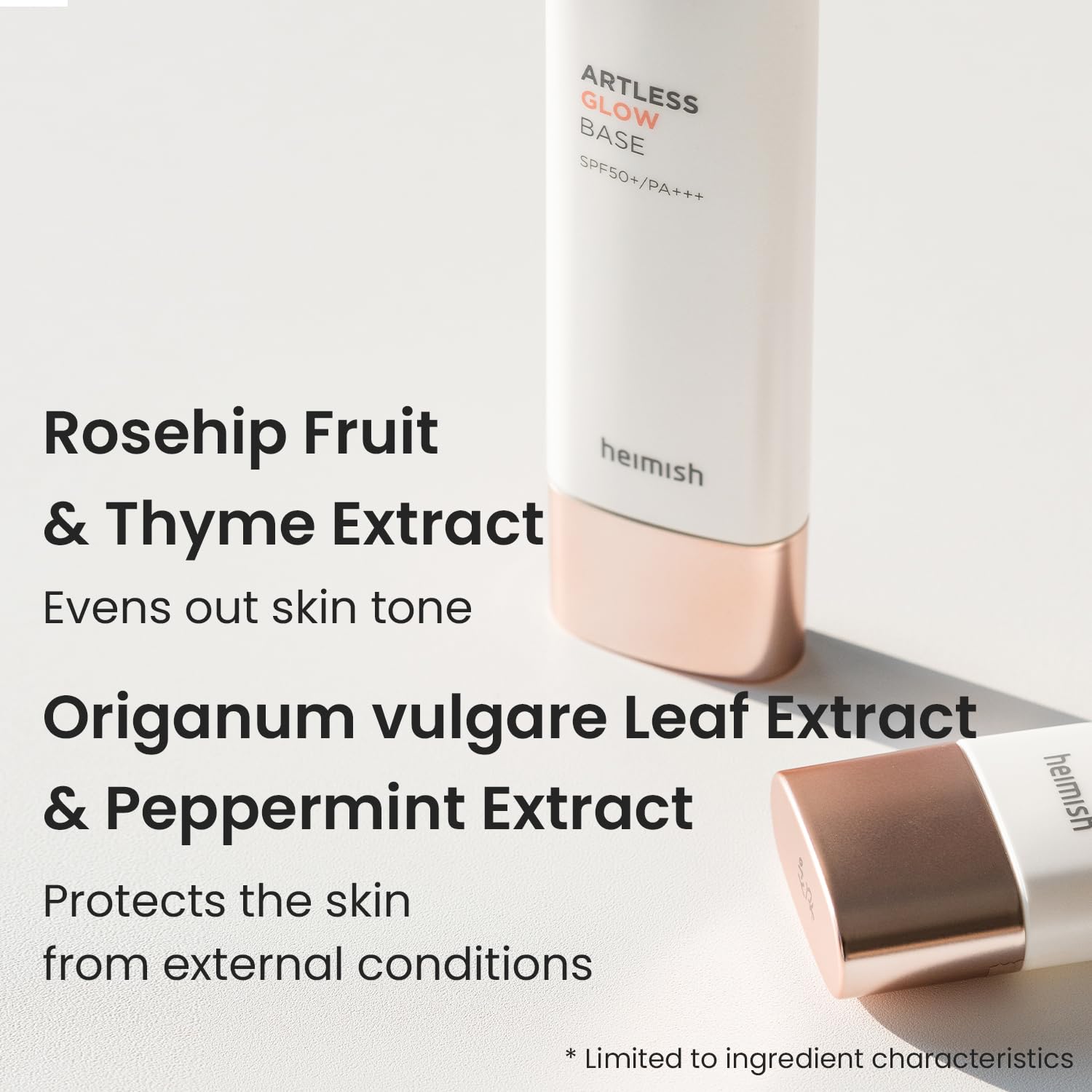 HEIMISH Artless Glow Base 1.35fl.oz/40ml, Multipurpose Makeup Base, Primer, Highlighter, Tone Up Sunscreen for face, Lightweight, Non-greasy, Hydrating, Natural Finish with SPF 50+ PA++++ - Image 7