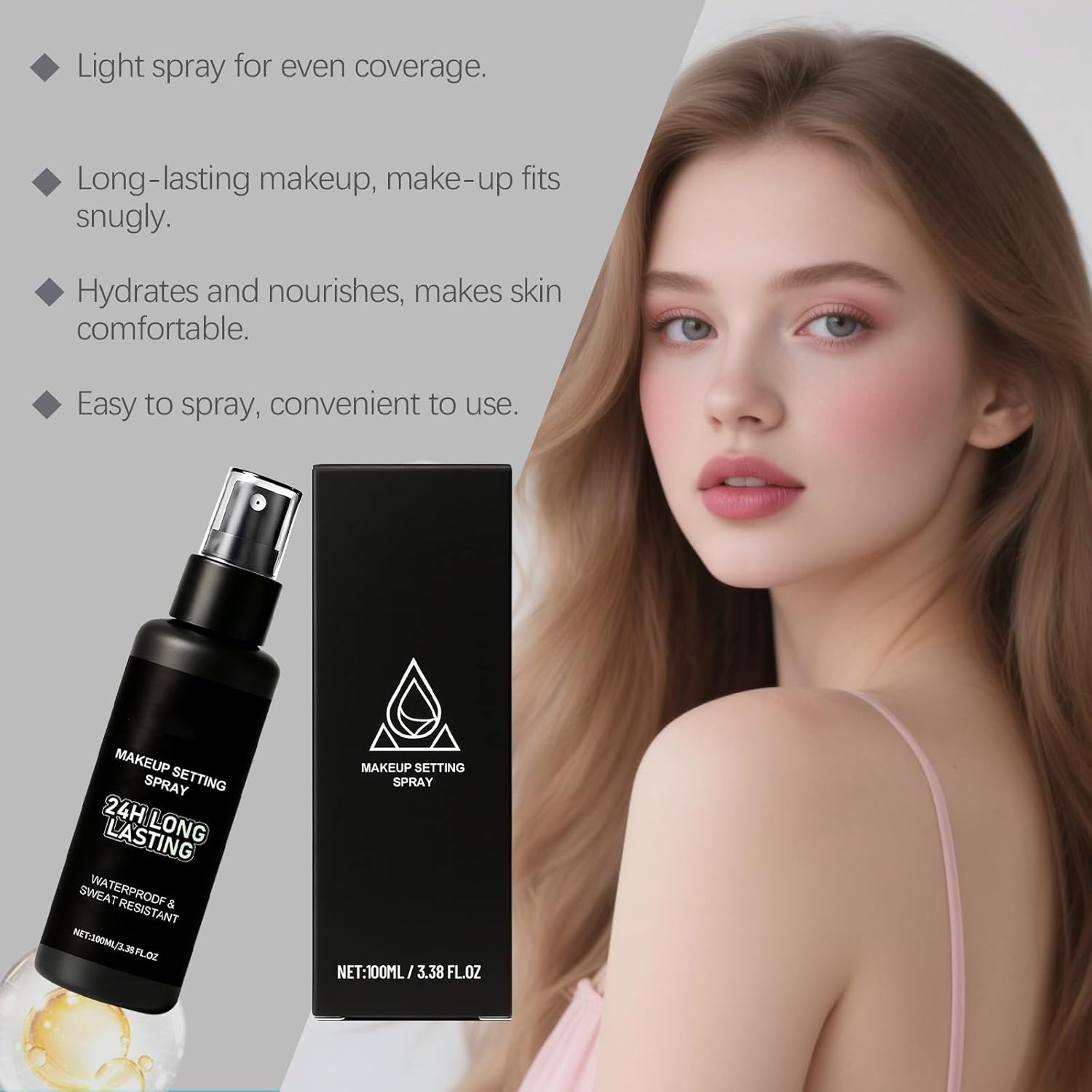 Setting Spray for Makeup, Long-Lasting, Waterproof,Alcohol-Free Face Makeup Finishing Spray (100ml/3.38fl oz) - Image 8