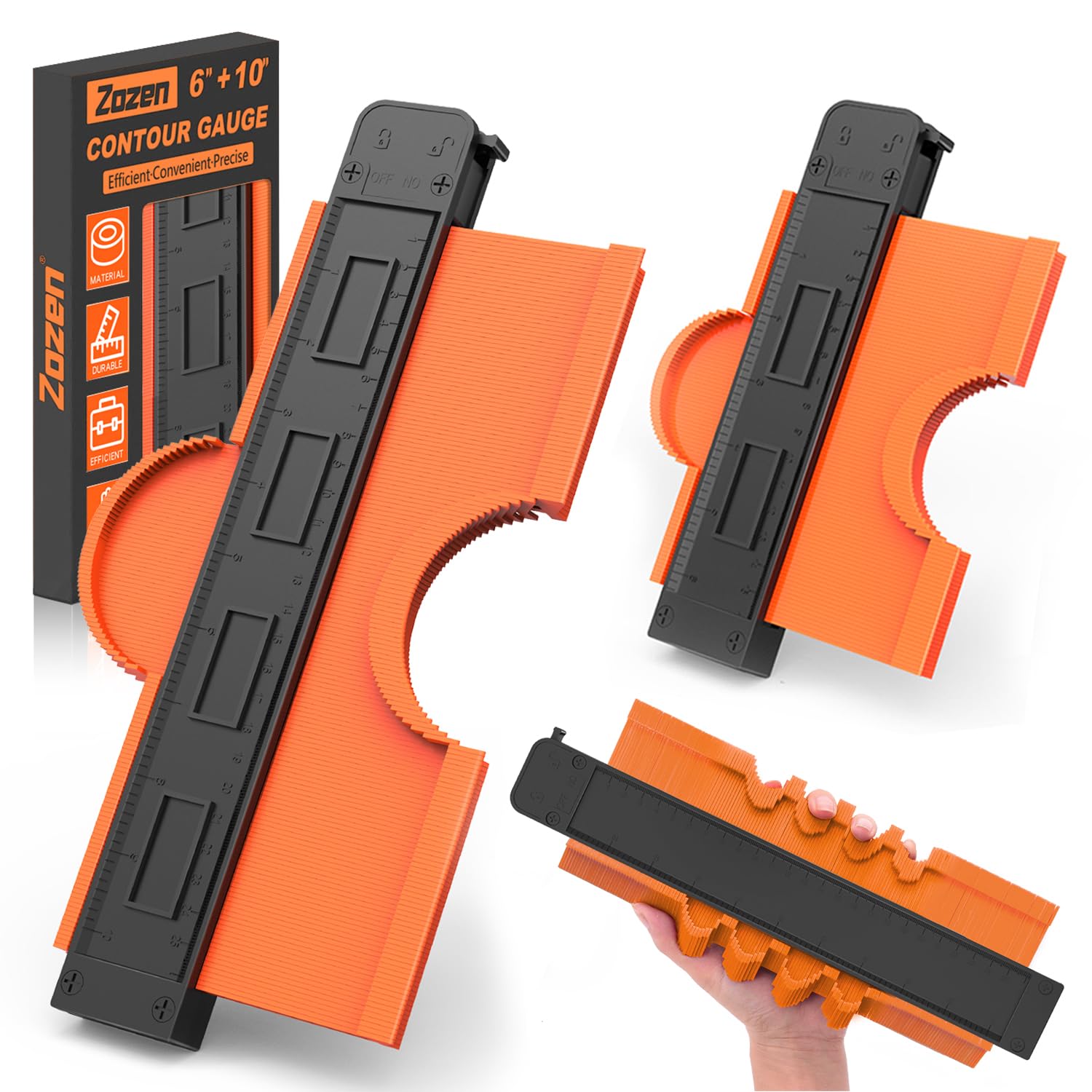 Zozen 2Pack Contour Gauge, Engraved Scale - Not Fade, 10'' and 6'' Contour Gauge Profile Tool Duplicator with Lock, Measure Copy Tool, Cool Gadgets for Men, Gifts for Men Dad Husband. - Image 2