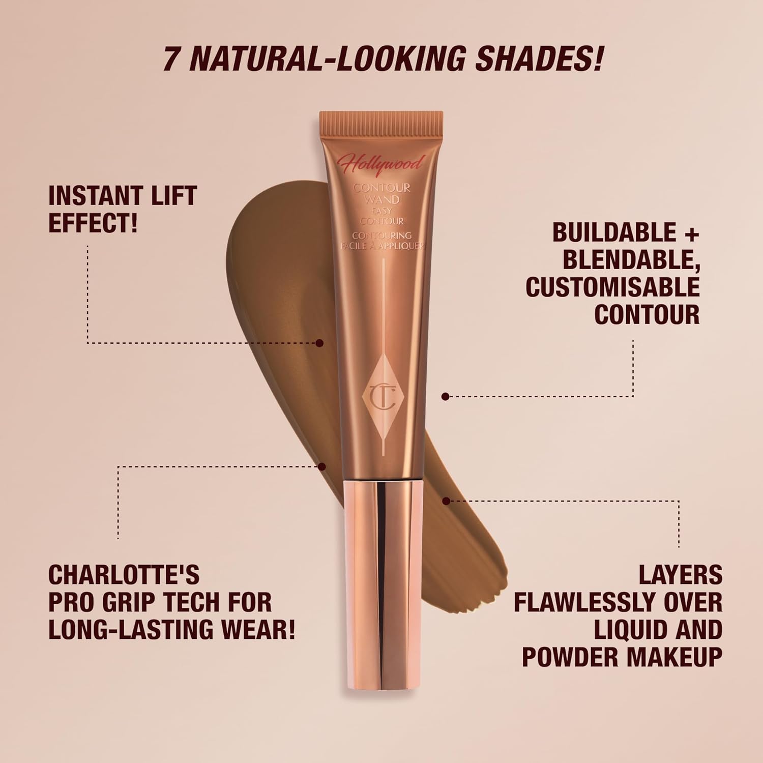 Charlotte Tilbury Hollywood Liquid Contour Wand - Easy-to-Use Contour Stick & Liquid Bronzer for Sculpting & Shaping - Leaves a Natural-Looking Sculpted Finish - Image 6
