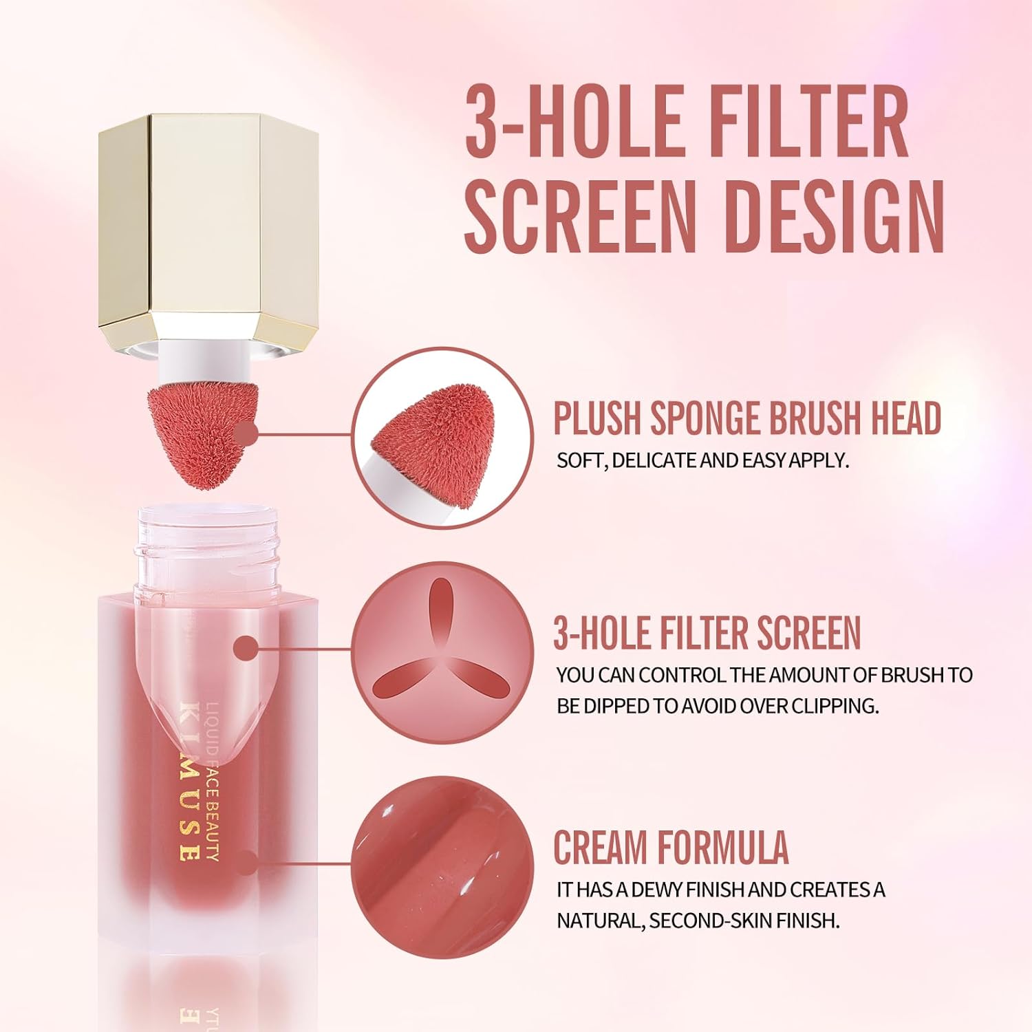 KIMUSE Liquid Blush, Long-Wearing Pigmented Soft Cream Face Blush, Waterproof, Smudge Proof, Dewy Finish - Image 7