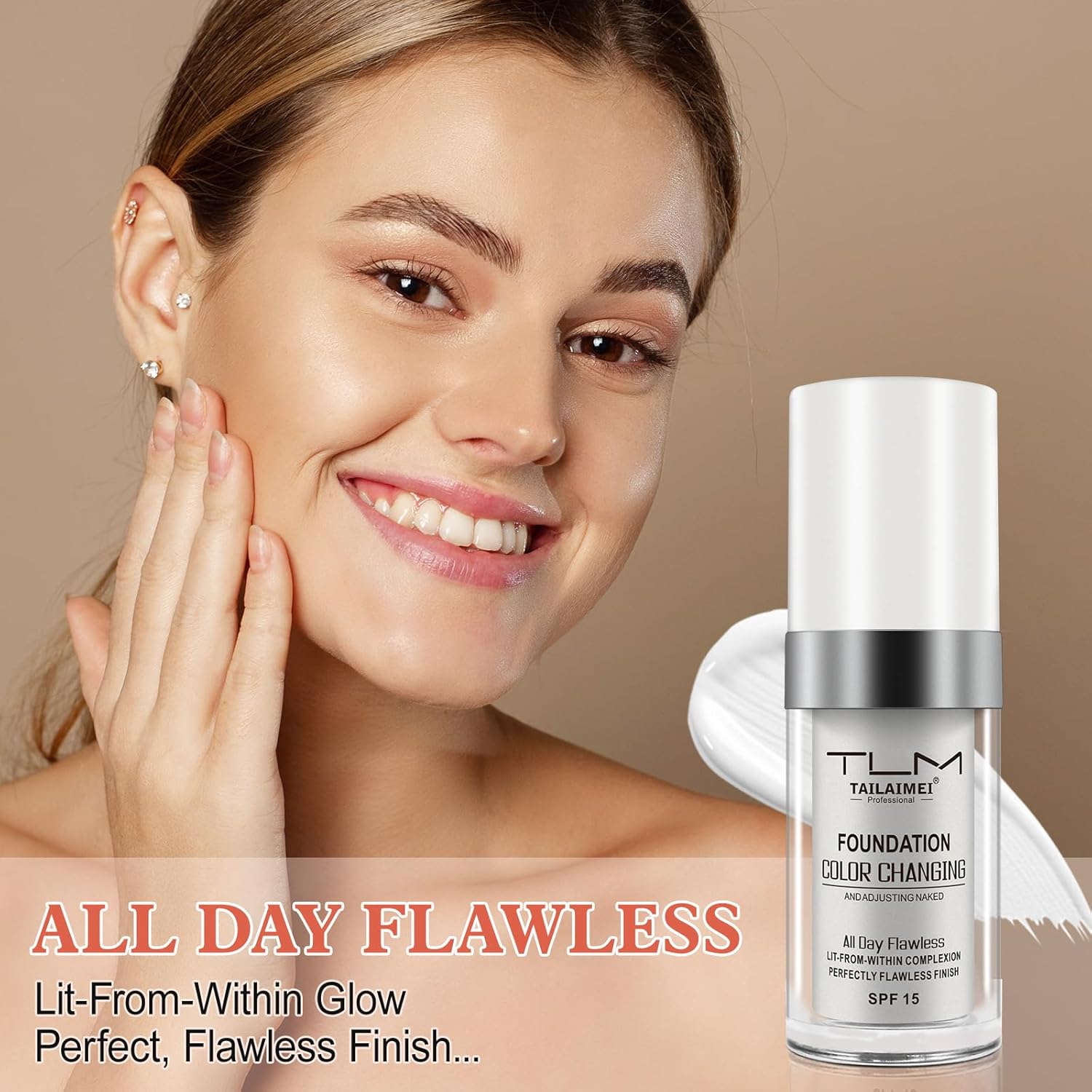 Color Changing Foundation Liquid Base, 2 PACK Flawless Colour Changing Warm Skin Tone Foundation Makeup,BB Cream Makeup Base Concealer Cover Moisturizing Fluid for all Skin Tone SPF15 - Image 6