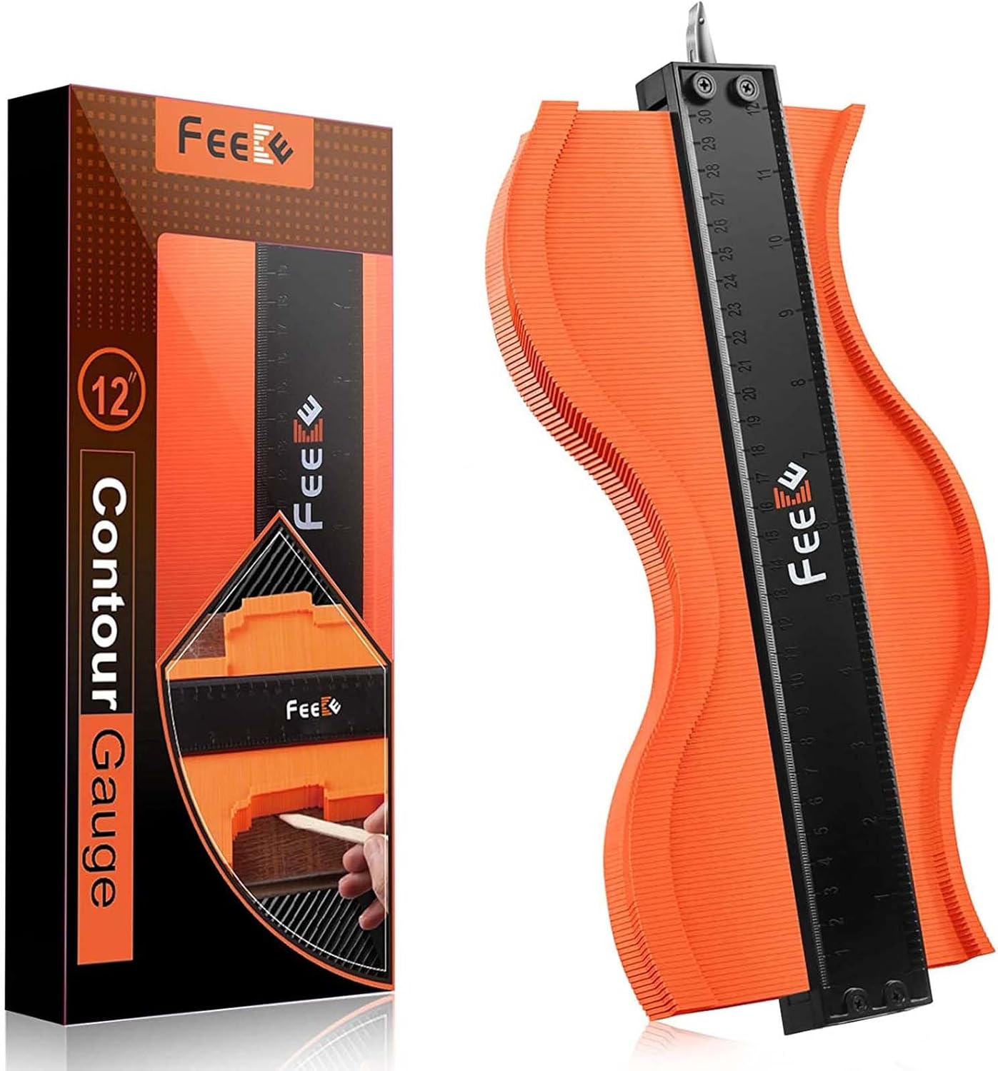 Contour Gauge (12 Inch) with Lock Profile Tool, Birthday Gifts for Men Dad Husband Him Super Contour Duplicator Men Gifts Woodworking Tools Carpenter Tools Construction Outline Angle Measuring Tool - Image 2