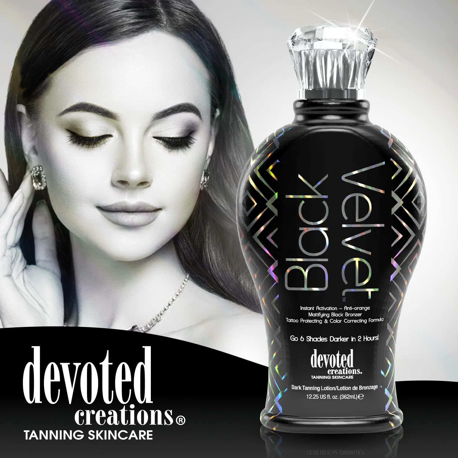 Devoted Creations Black Velvet Anti-Orange Mattifying Black Bronzer Tanning Lotion 12.25 oz - Image 4