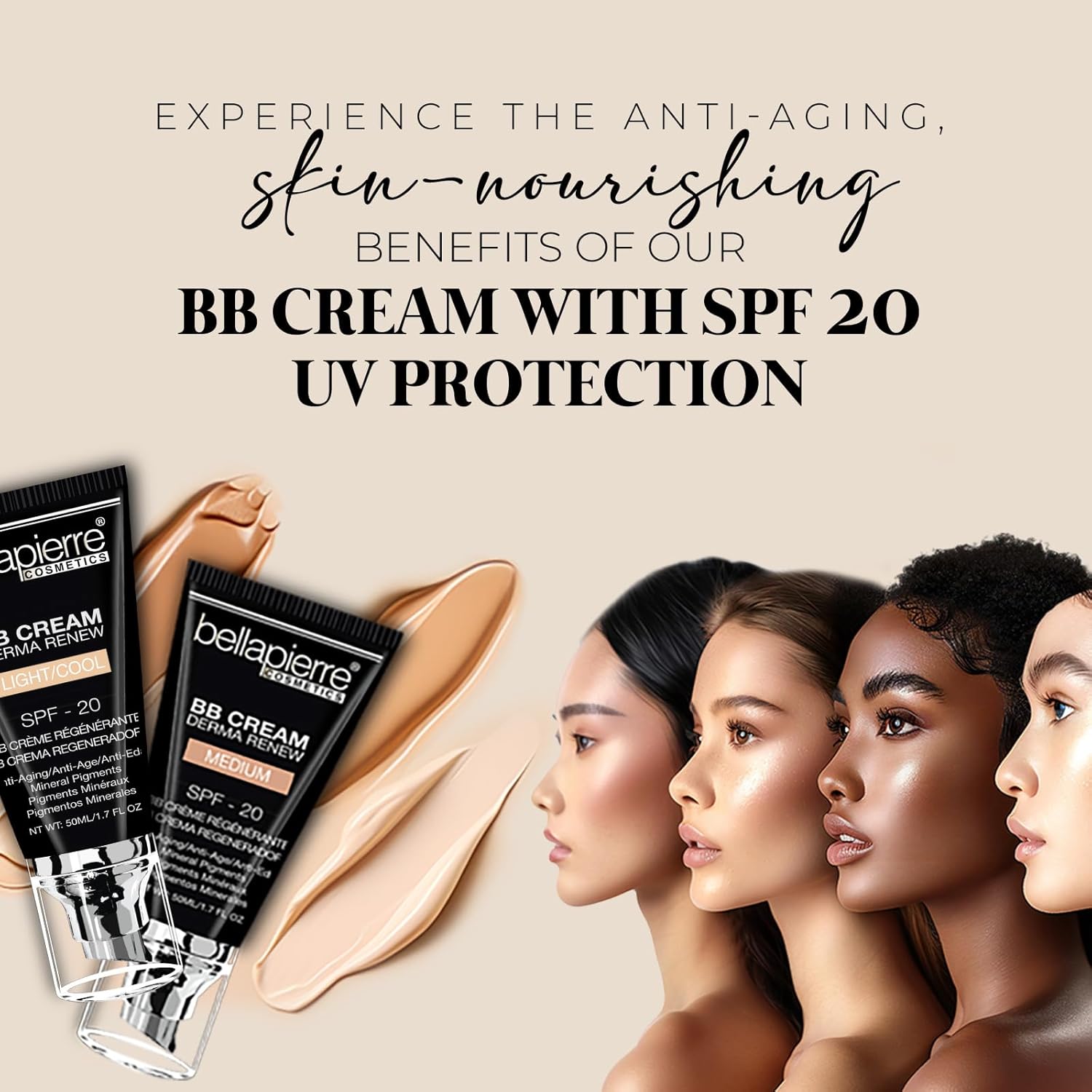 Bellapierre BB Cream SPF 20 – Mineral Sunscreen & Liquid Foundation, Lightweight Face Moisturizer with Buildable Coverage, Matte Finish, Non-Toxic, Paraben-Free, Cruelty-Free – 1.7 oz - Medium - Image 3