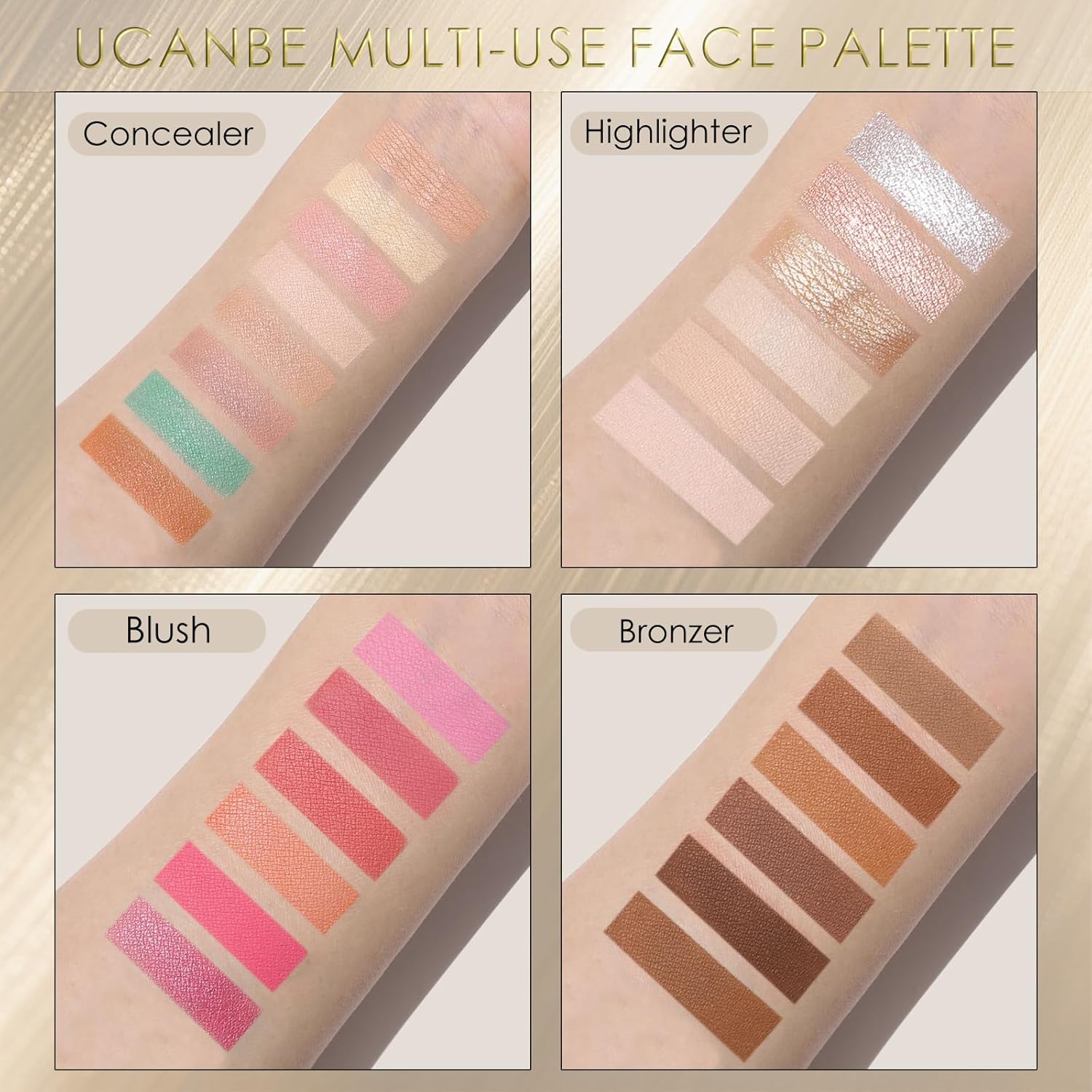 UCANBE 26 Colors Face Makeup Palette Set, All-in-One Makeup Set Includes Concealer, Highlight, Blush, Bronzer with 2 Brushes – Multi-Use Facial Beauty Makeup Gifts Kit for Women Travel-Friendly - Image 5