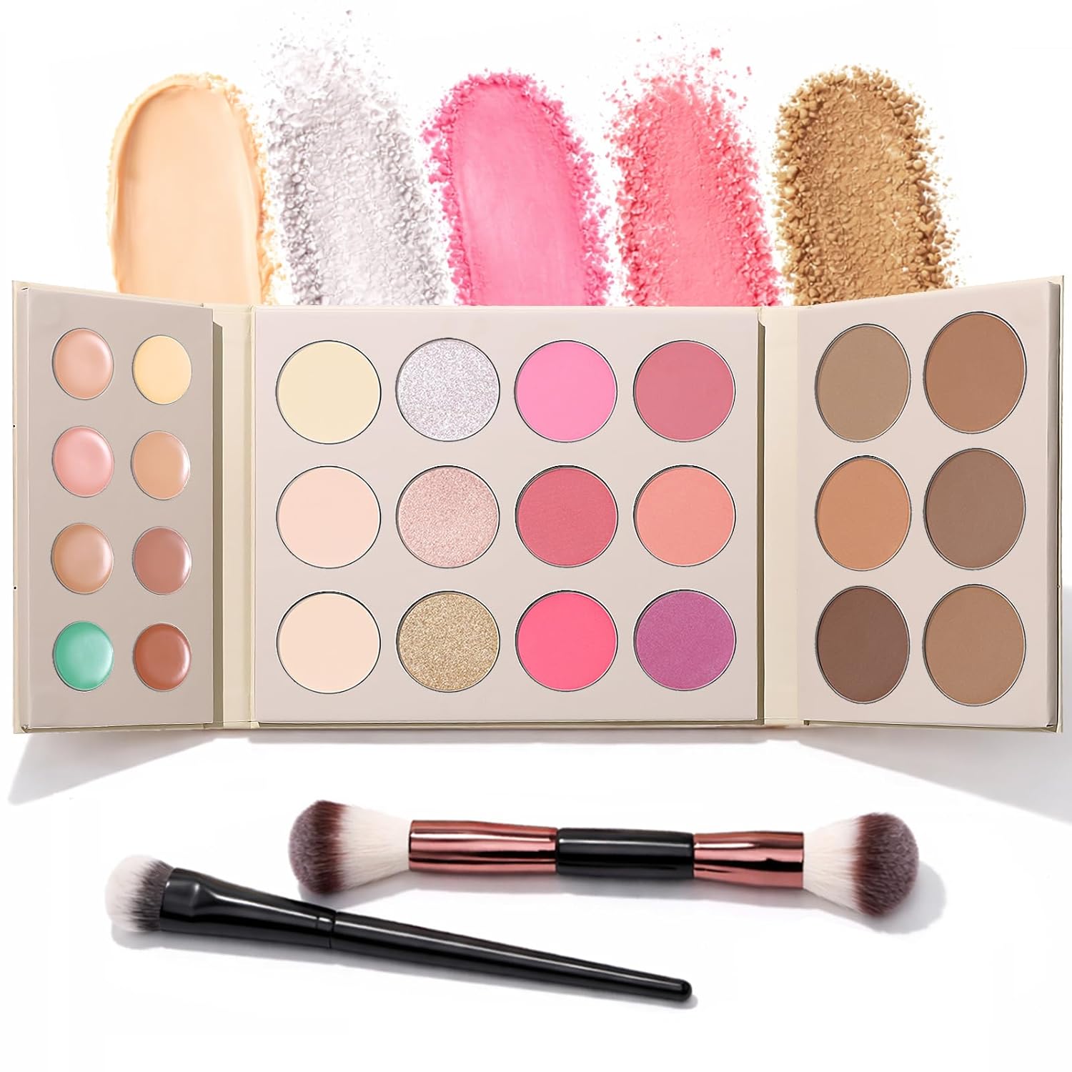 UCANBE 26 Colors Face Makeup Palette Set, All-in-One Makeup Set Includes Concealer, Highlight, Blush, Bronzer with 2 Brushes – Multi-Use Facial Beauty Makeup Gifts Kit for Women Travel-Friendly - Image 2