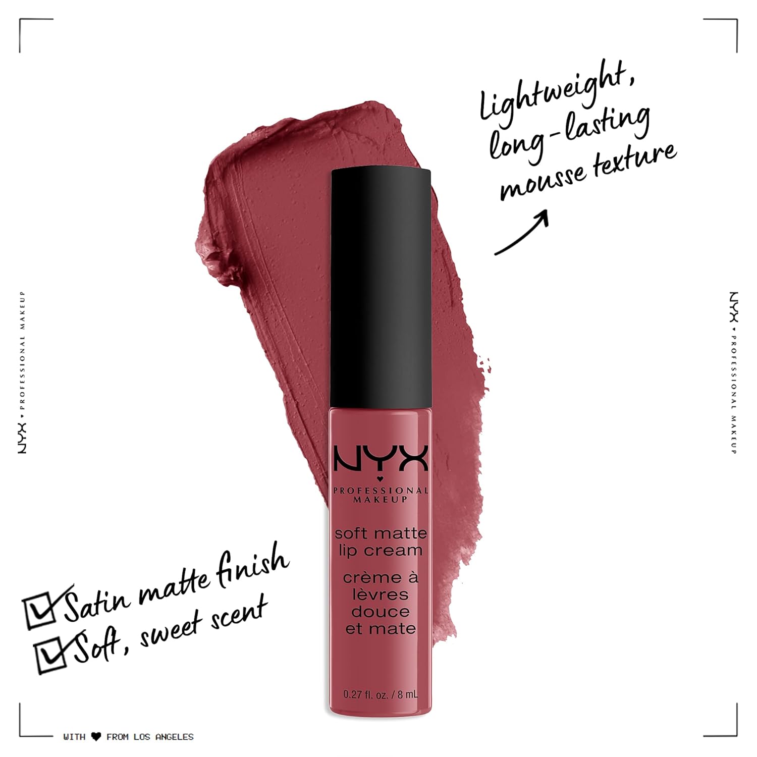 NYX PROFESSIONAL MAKEUP Soft Matte Lip Cream, Lightweight Liquid Lipstick - Budapest (Deep Mauve With Red Undertone) - Image 3