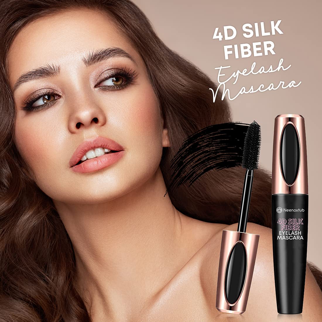 4D Silk Fiber Lash Mascara, Lengthening and Thick, Long Lasting, Waterproof & Smudge-Proof, Hypoallergenic Formula 2 Pack Black - Image 2