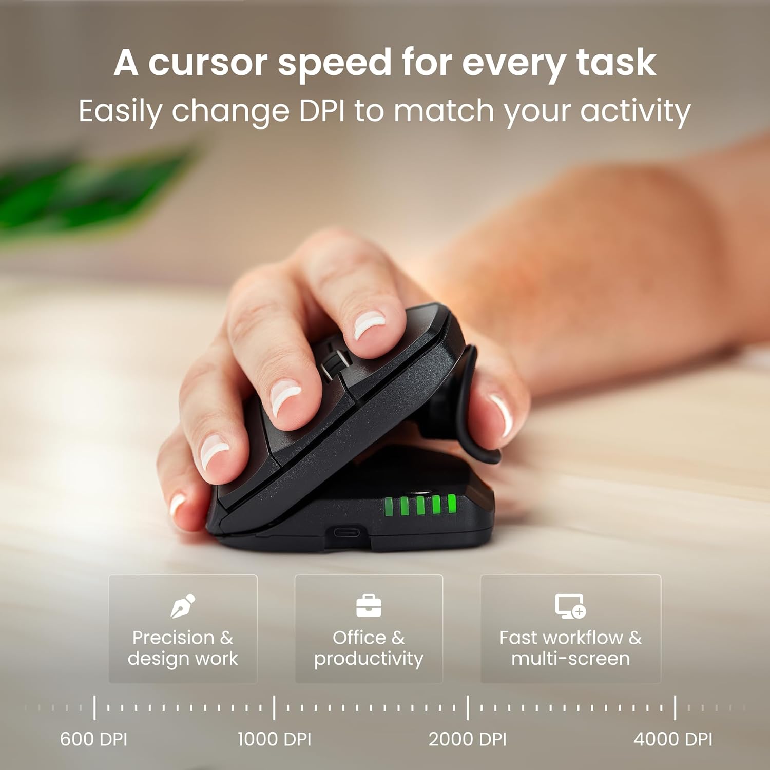 Contour Unimouse Ergonomic Vertical Mouse Adjustable 35°-70° Tilt Angle, 6 Programmable Buttons for Productivity, Customizable Thumb Rest for Wrist Pain Relief | Plug & Play Mac/PC - Wireless - Right - Image 10