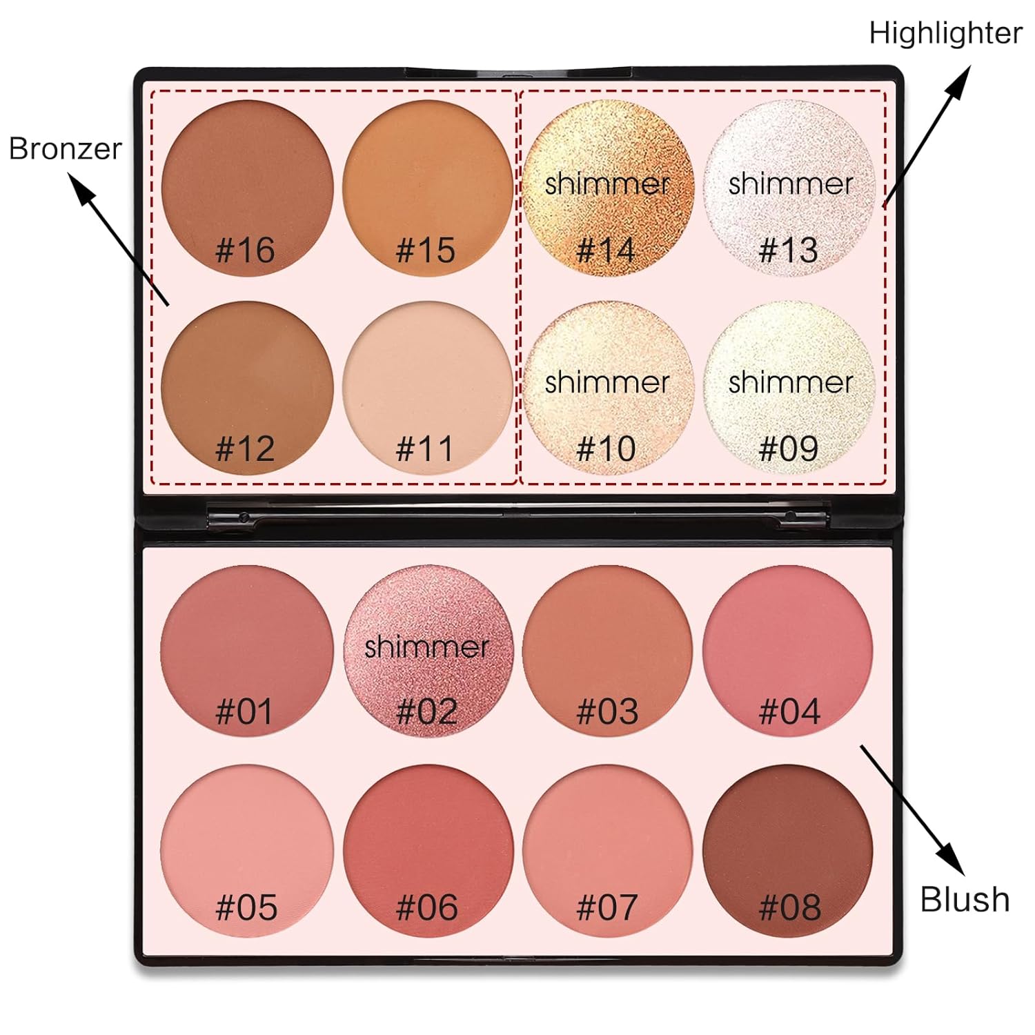 16 Colors Contour Palette Make up - Blush Highlighters Bronzer Powder All in one Makeup Palettes Contour Kit - Face Cosmetics Gifts for Women Beauty for Festivals (SET1) - Image 3