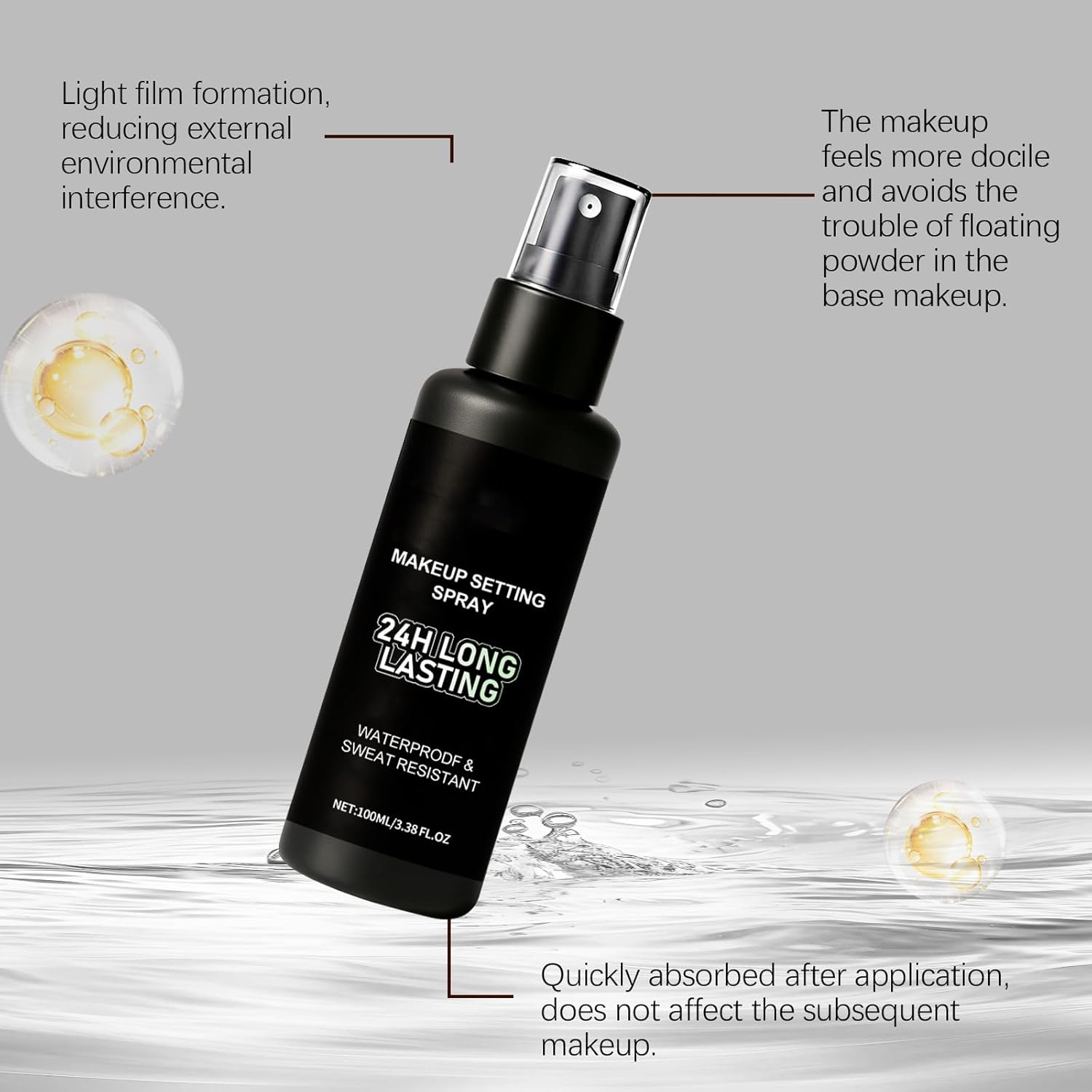 Setting Spray for Makeup, Long-Lasting, Waterproof,Alcohol-Free Face Makeup Finishing Spray (100ml/3.38fl oz) - Image 4