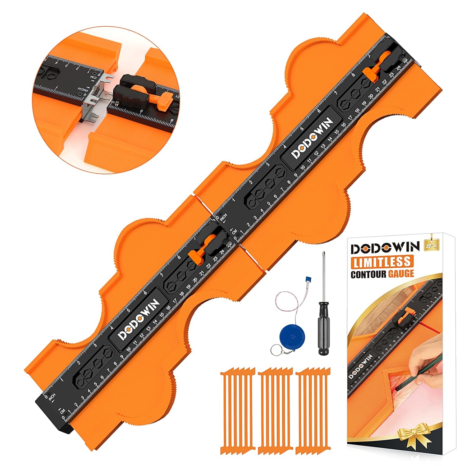 DODOWIN Contour Gauge Unlimited Connection Profile Tool 20 inch, Super Gauge Shape Outline Tool, Gift for Men Dad Him Husband,Welding Floor Woodworking Tool Tracing - Image 2