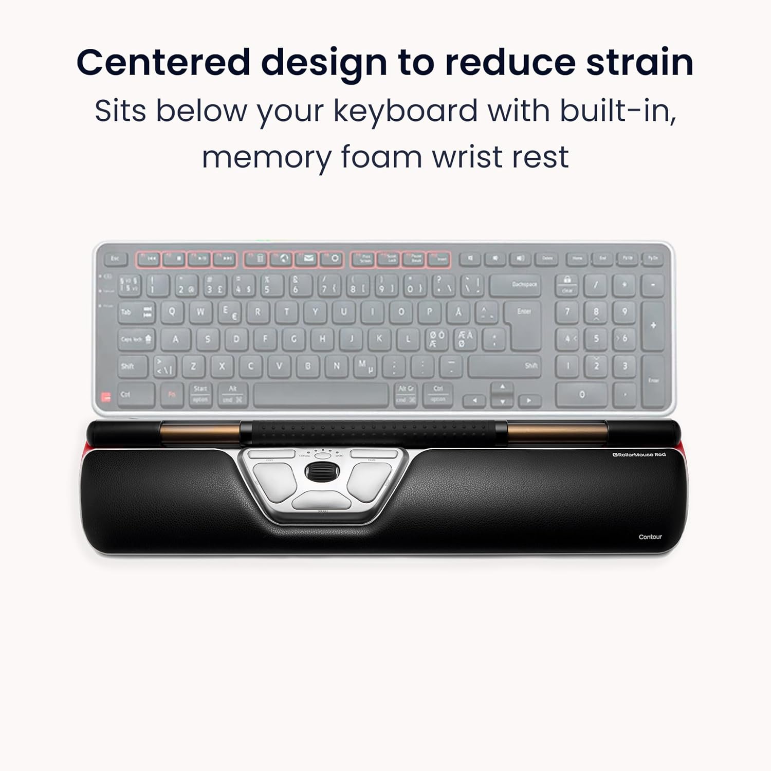 Contour RollerMouse Red Ergonomic Mouse for Shoulder Forearm Wrist Strain Relief for RSI Carpal Tunnel Centered Rollerbar 6 Customizable Buttons 10 Speed Settings Mac/PC Compatible Wireless - Regular - Image 3