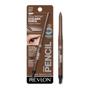 Revlon ColorStay Pencil Waterproof Eyeliner, Smudge-Proof, Eye Makeup with Built-In Sharpener, 203 Brown, 0.01 oz