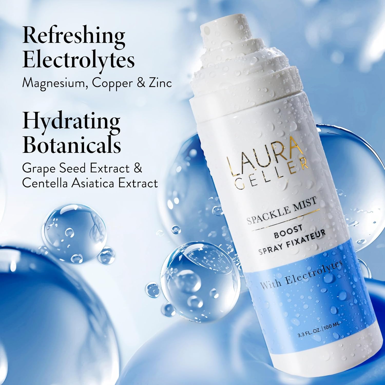 LAURA GELLER NEW YORK Spackle Mist Boost Setting Spray with Electrolytes - Long-Lasting Makeup Spray with Blue Light Protection - Dewy Skin Makeup Setting Spray - Image 4