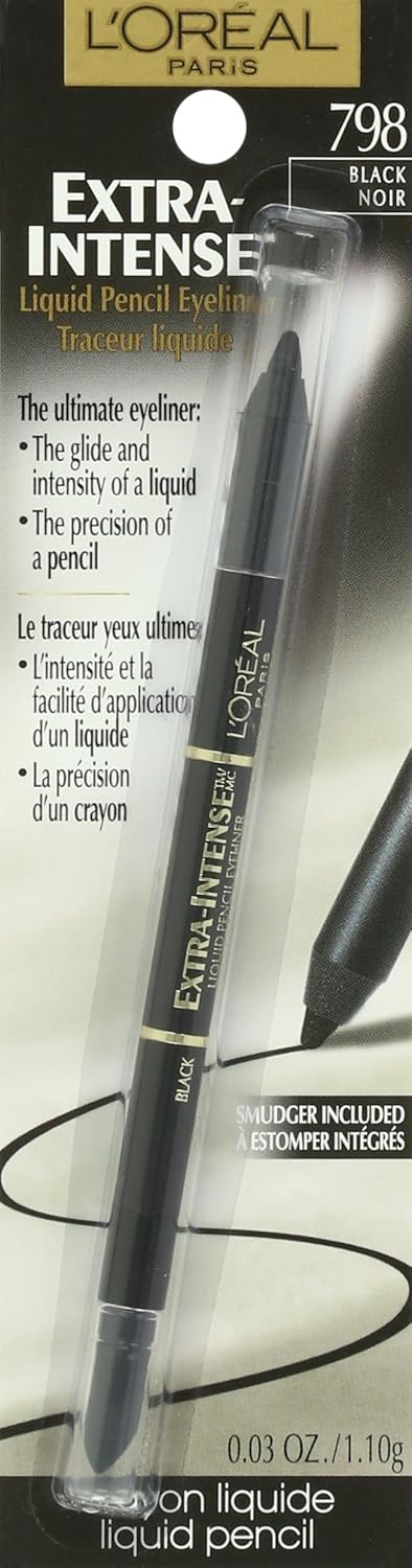 L'Oreal Paris Extra-Intense Pencil Eyeliner, Black, 0.03 oz; - Image 2